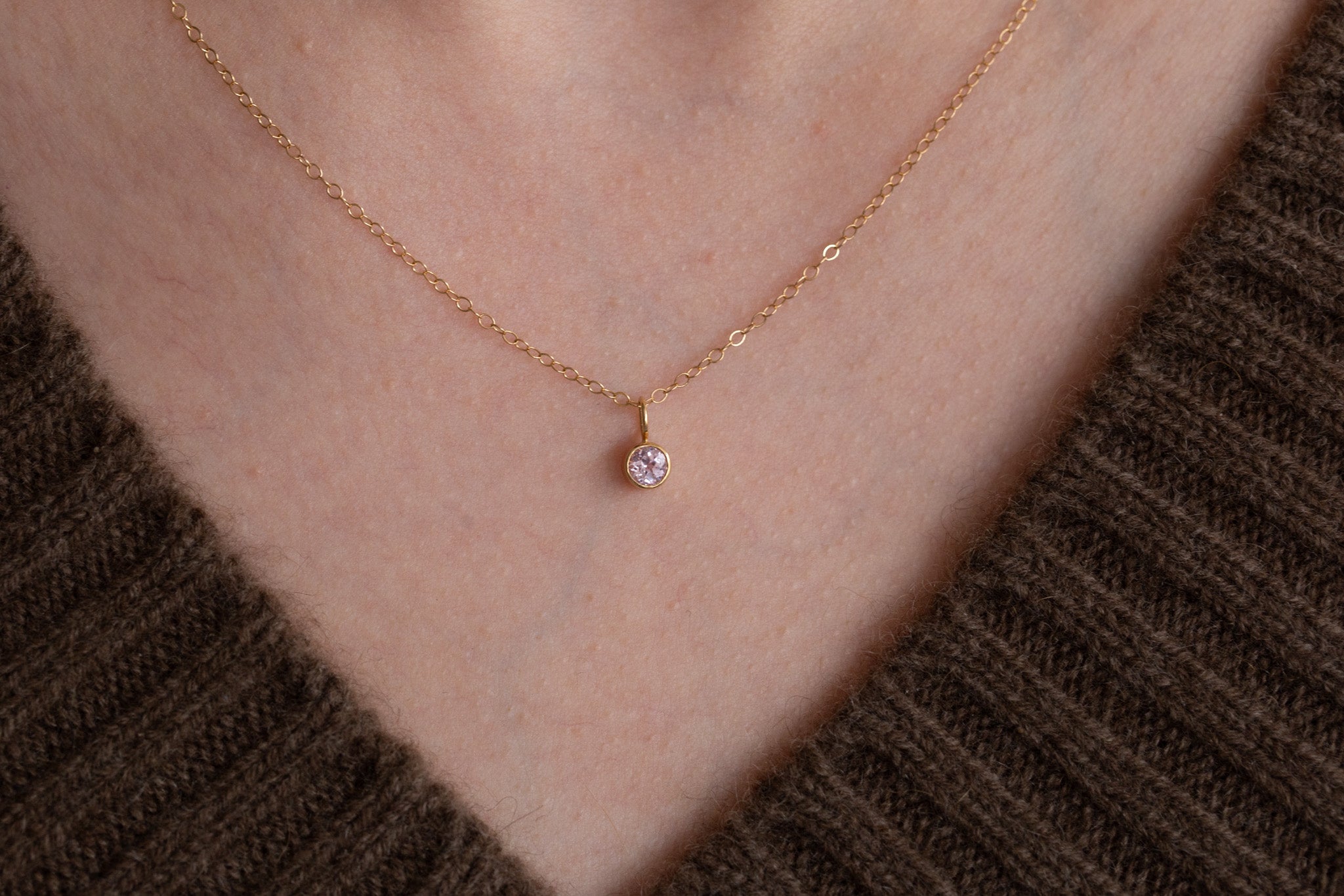4.25 mm Icy Lavender Sapphire Necklace 0.42 ct | 14k Recycled Gold | One of a Kind