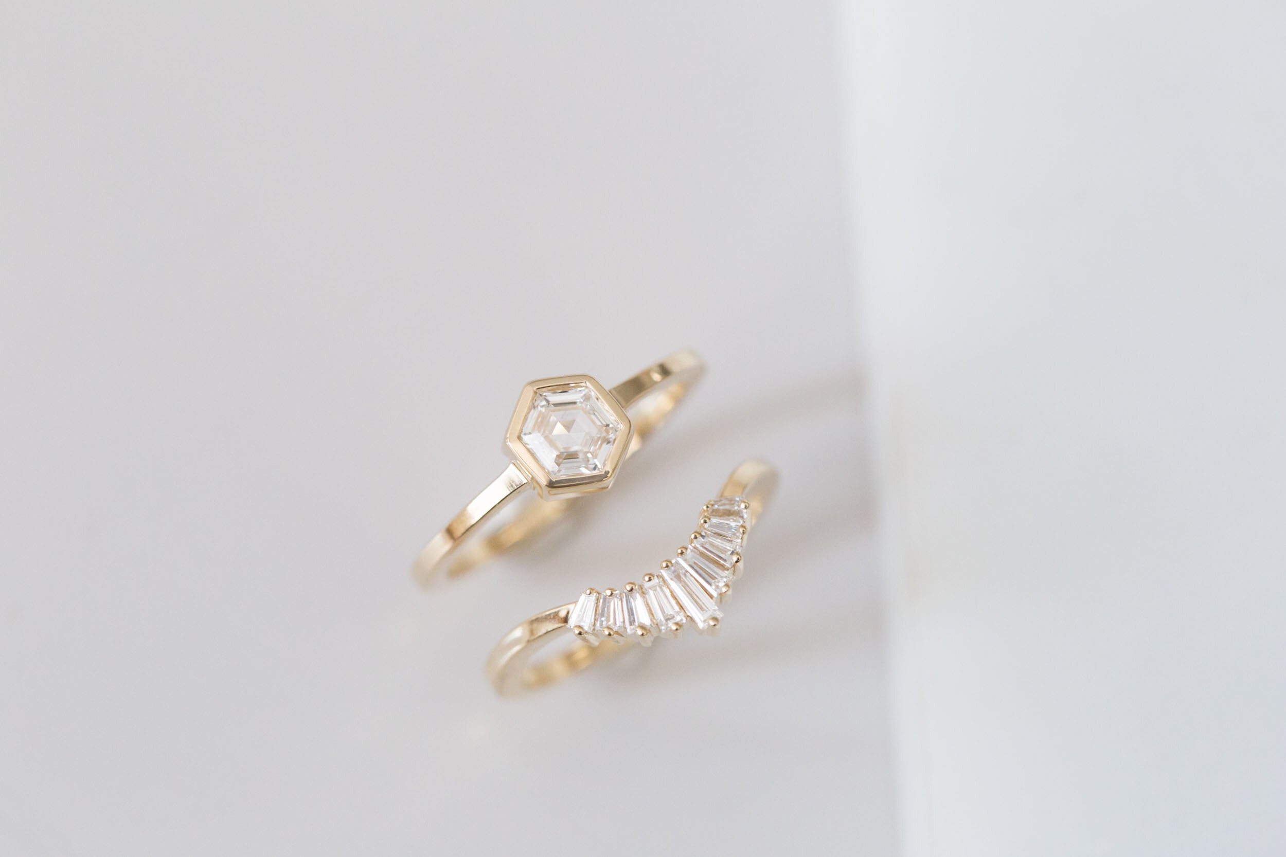 Avens Ring | Hexagon Step Cut Diamond Solitaire | 14k Recycled Gold | One of a Kind