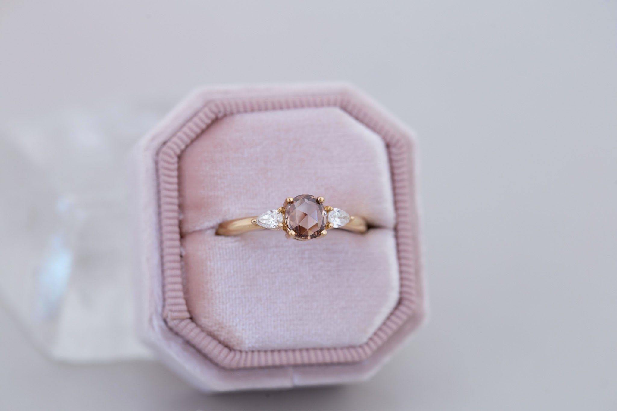 Iris Ring | Champagne Diamond + Pear Diamond Accent Engagement Ring 0.59 ct | 14k Recycled Gold | One of a Kind