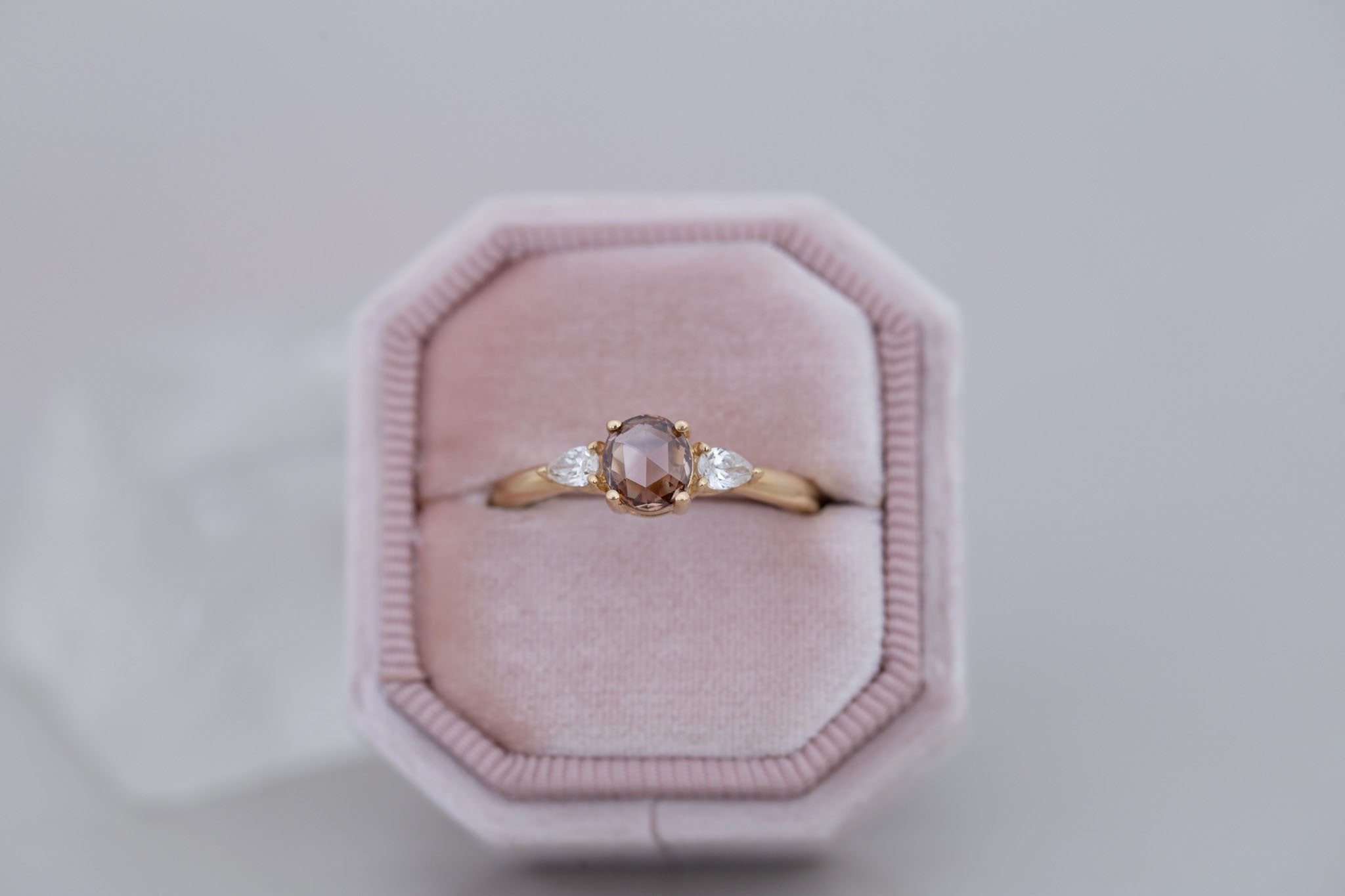 Iris Ring | Champagne Diamond + Pear Diamond Accent Engagement Ring 0.59 ct | 14k Recycled Gold | One of a Kind