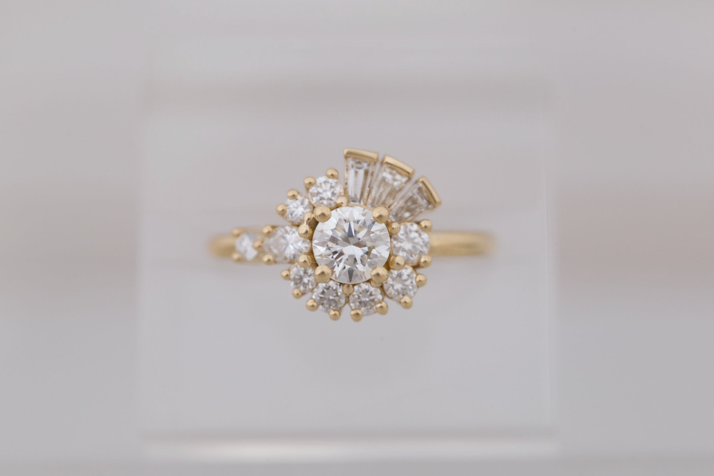 Nerine Ring | Transitional Cut Diamond + Diamond Cluster Engagement Ring 0.61 ct | 14k Recycled Gold