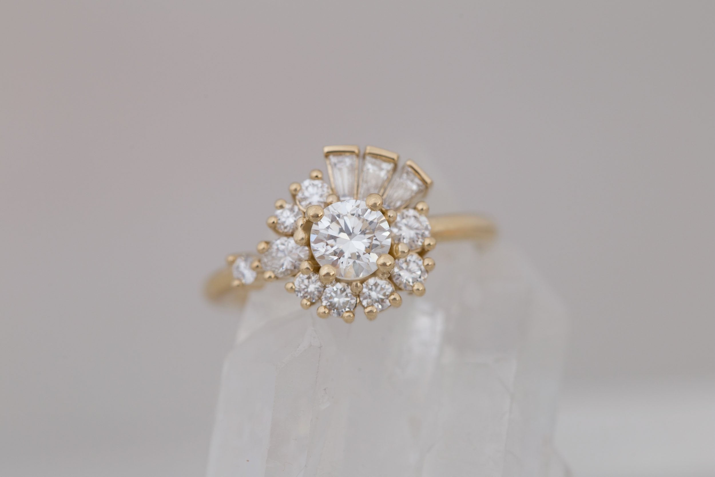Nerine Ring | Transitional Cut Diamond + Diamond Cluster Engagement Ring 0.61 ct | 14k Recycled Gold