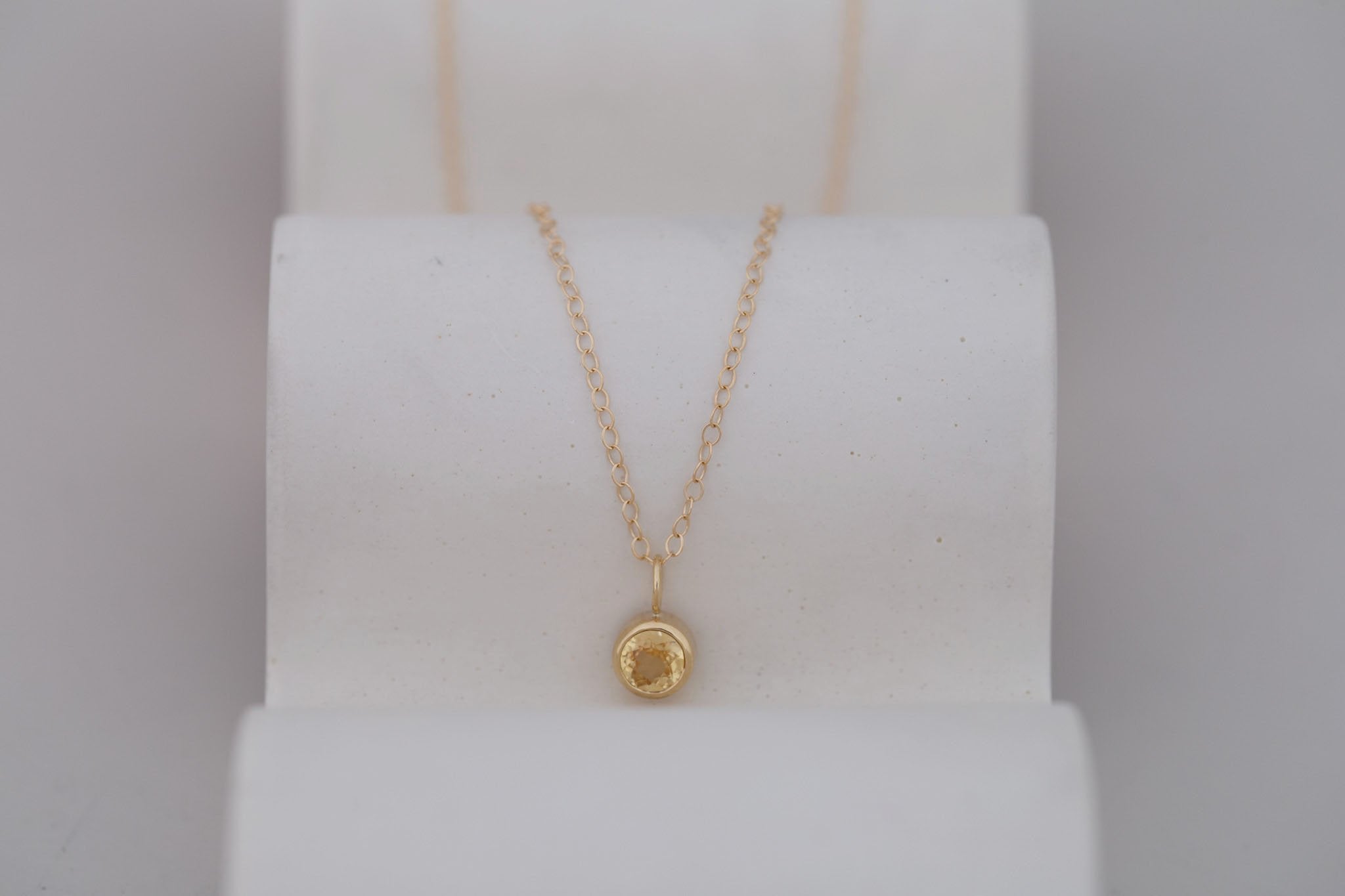 5.5 mm Apricot Sapphire Necklace 0.66 ct | 14k Recycled Gold | One of a kind