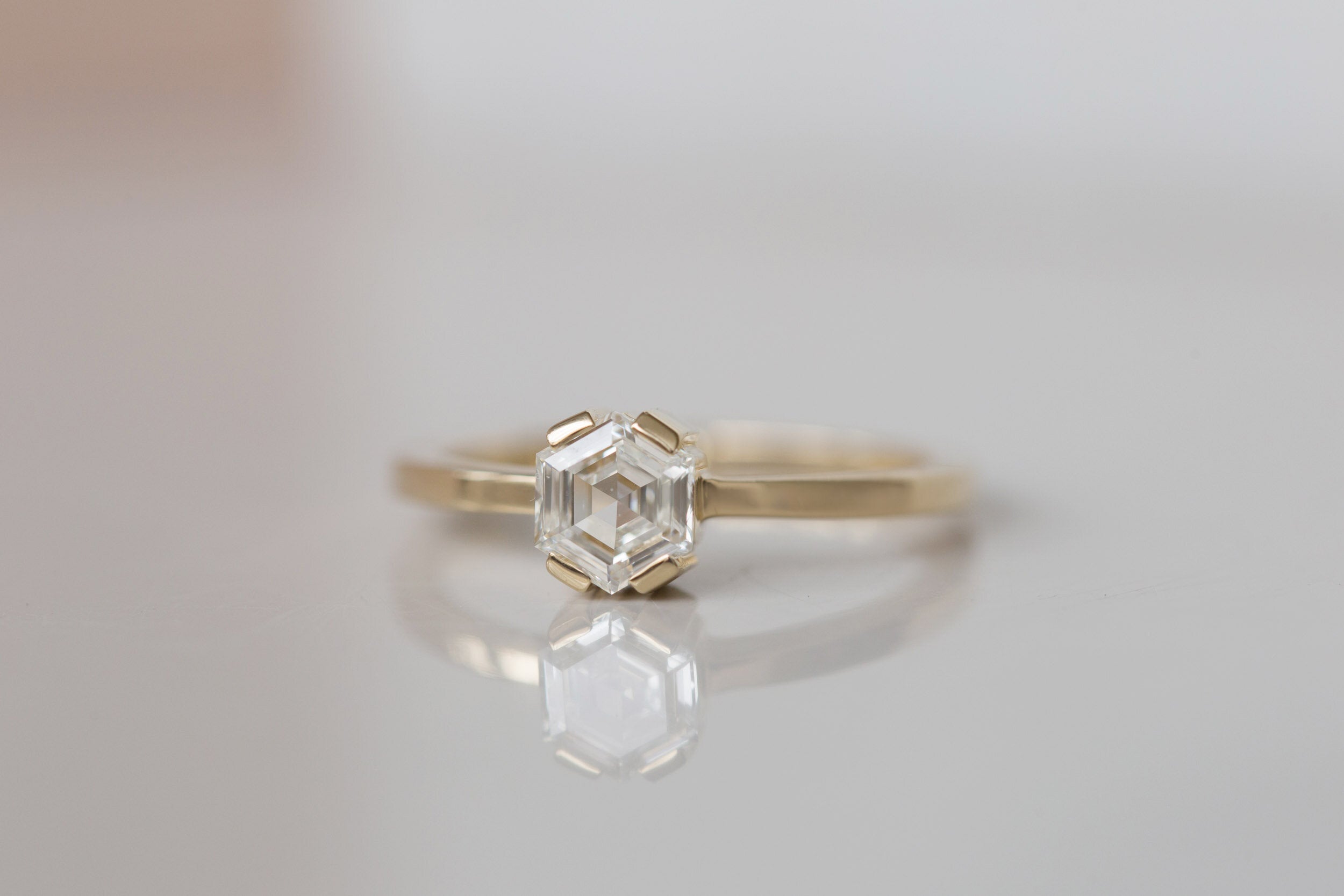 Farley Ring | Hexagon Step Cut Diamond Solitaire 0.68 ctw | 14k Recycled Gold | One of a Kind