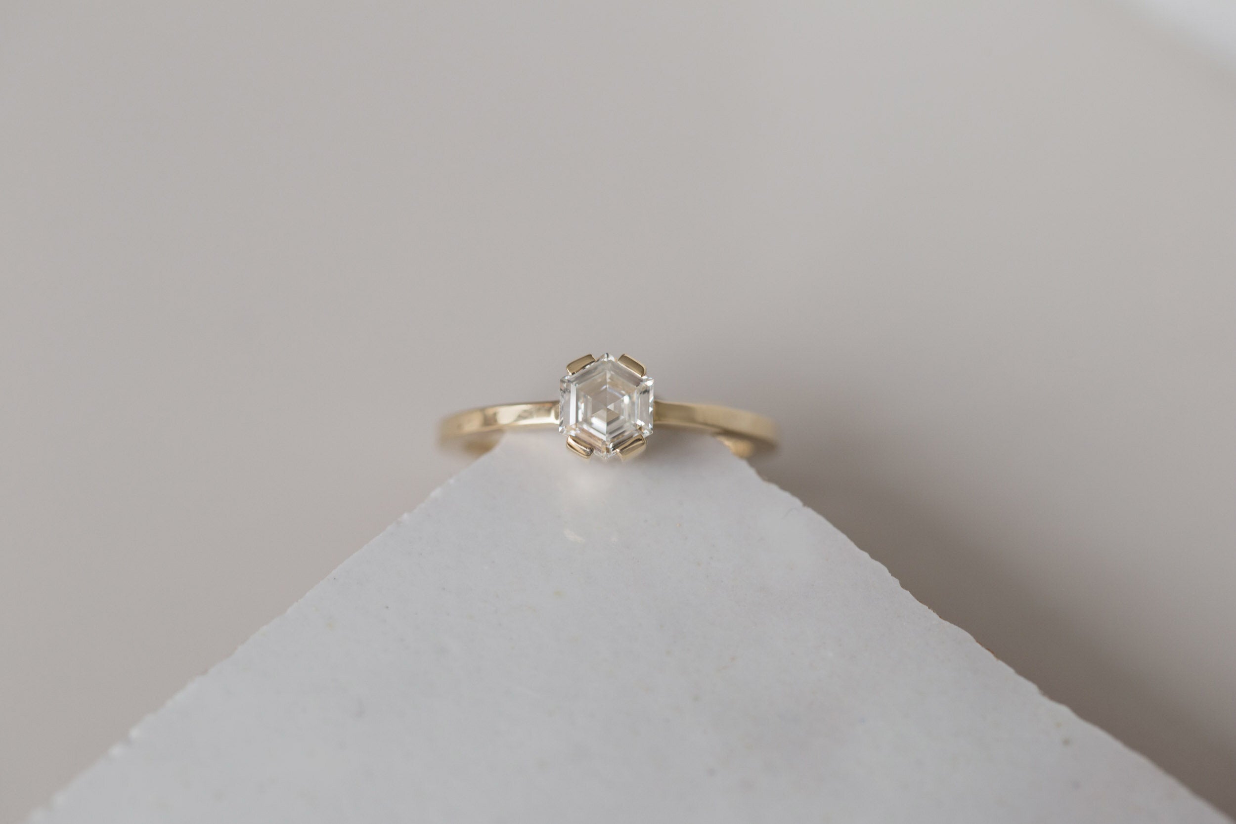 Farley Ring | Hexagon Step Cut Diamond Solitaire 0.68 ctw | 14k Recycled Gold | One of a Kind