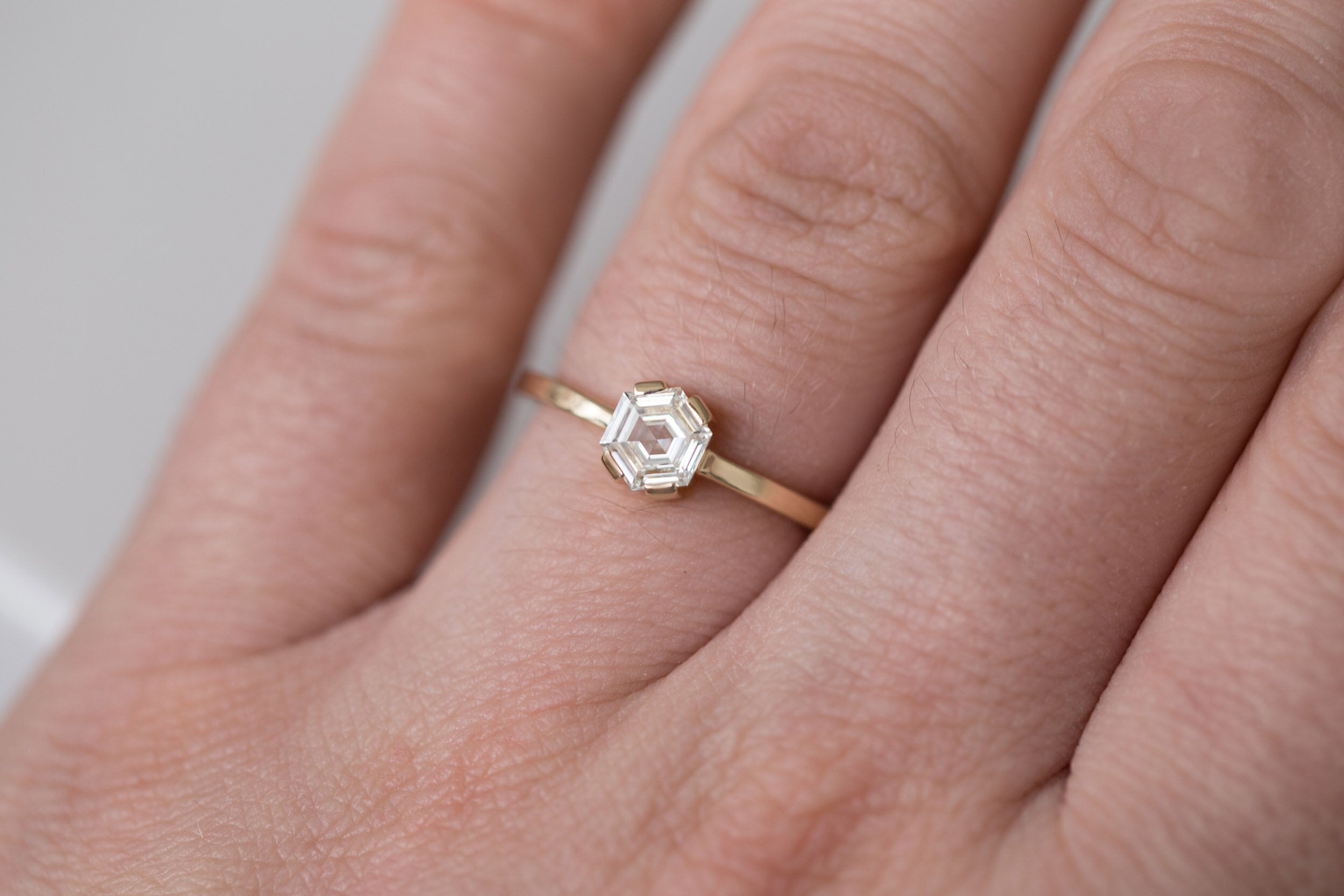 Farley Ring | Hexagon Step Cut Diamond Solitaire 0.68 ctw | 14k Recycled Gold | One of a Kind
