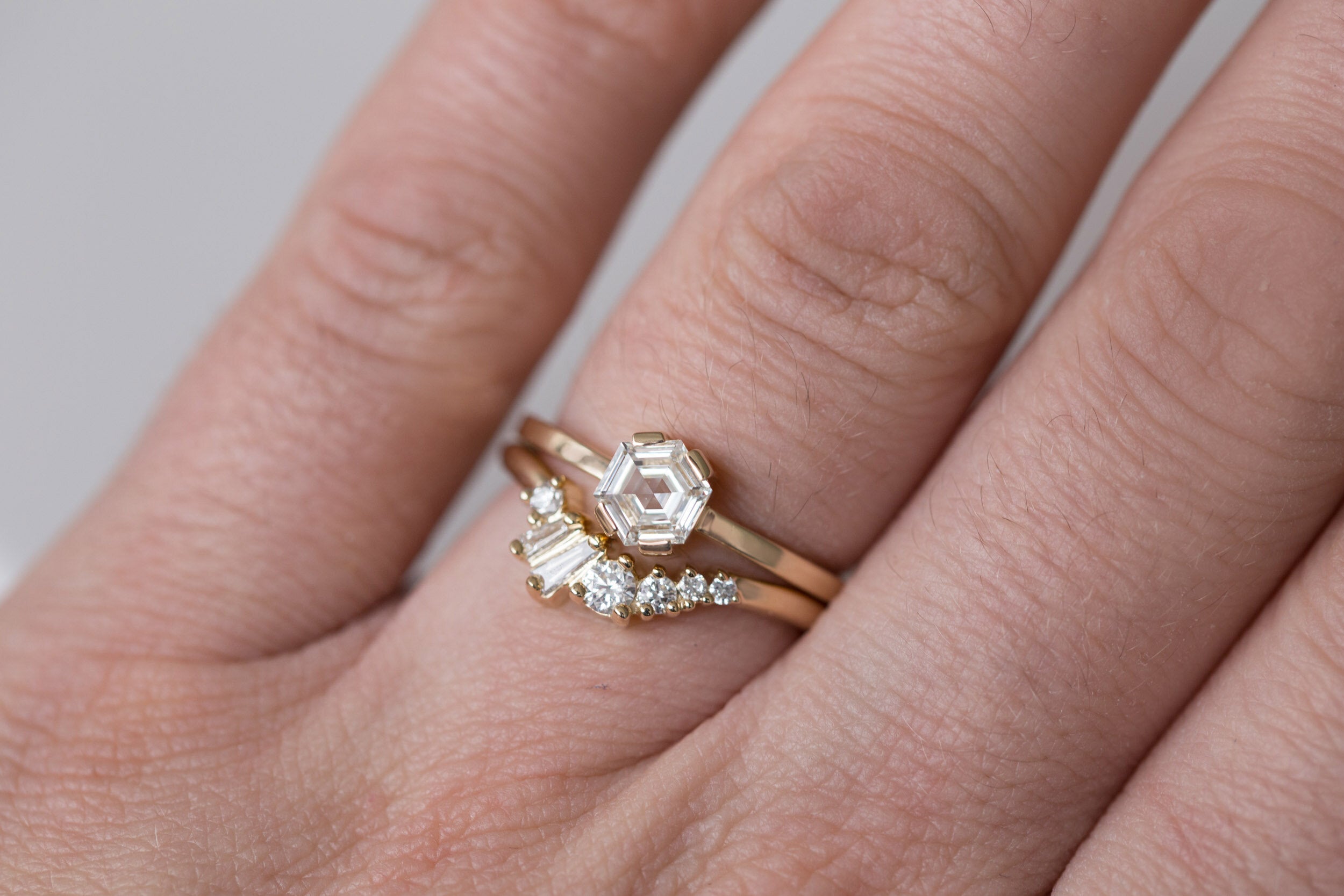 Farley Ring | Hexagon Step Cut Diamond Solitaire 0.68 ctw | 14k Recycled Gold | One of a Kind