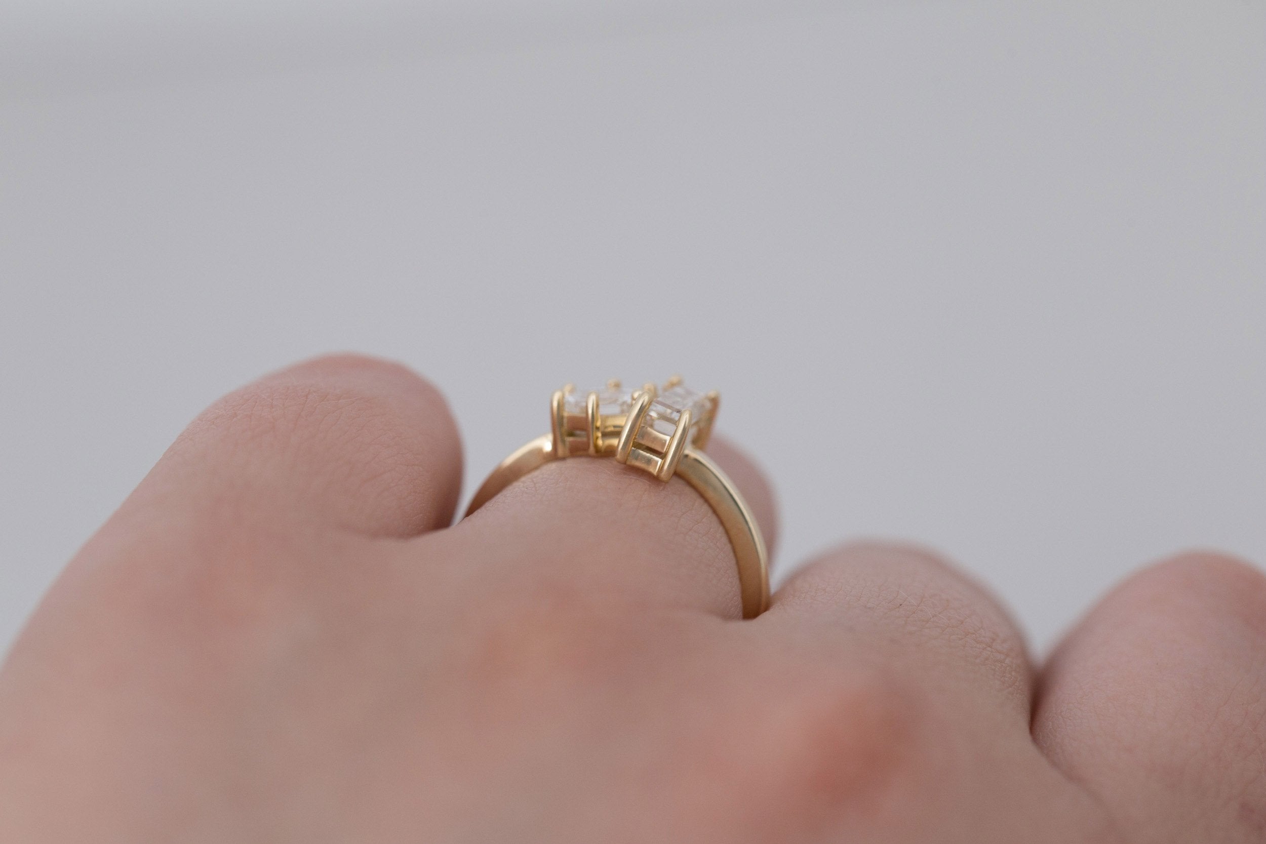 Liana Ring | Champagne Baguette Diamond + Hexagon Engagement Ring | 14k Recycled Gold | One of a Kind
