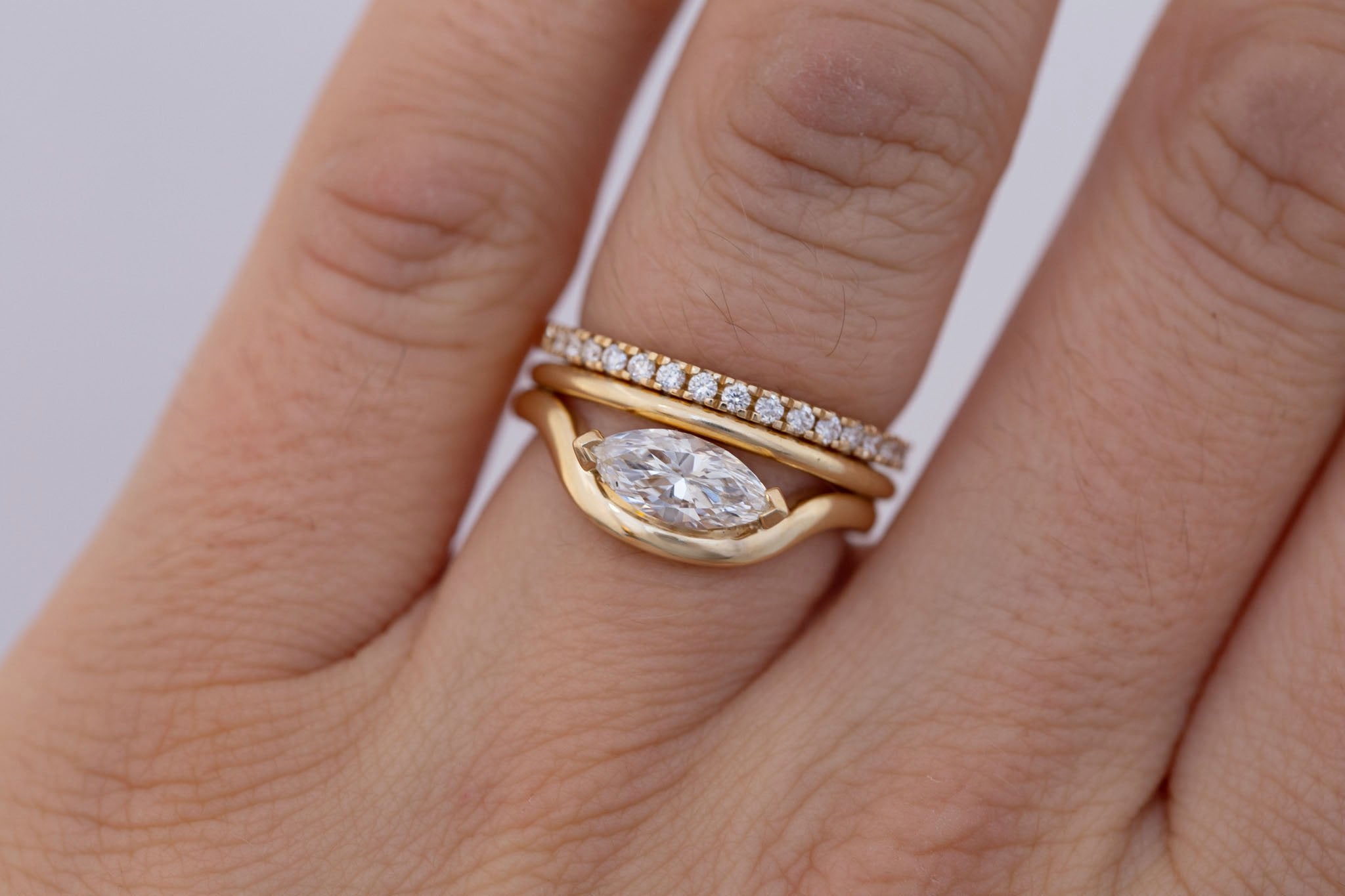 Rhodes Ring | Marquise Diamond Solitaire + Curved Band Engagement Ring 0.81 ct | 14k Recycled Gold | One of a Kind