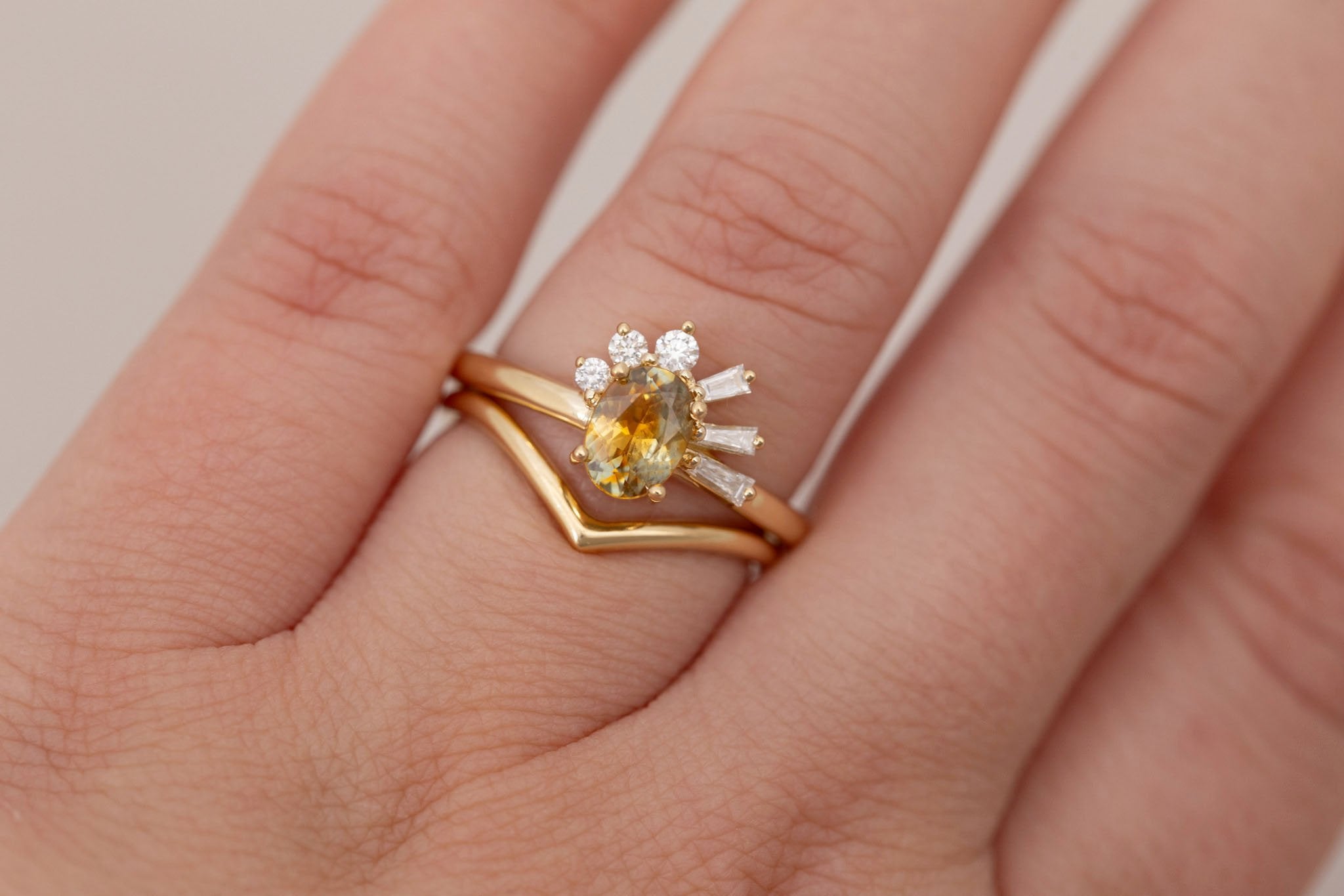 Sol Ring | Bicolor Montana Sapphire + Baguette and Round Diamond Cluster Engagement Ring 0.95 ct | 14k Recycled Gold | One of a Kind