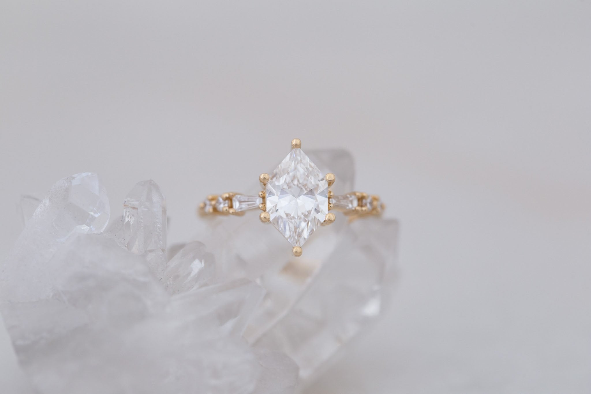 Liesel Ring | Lab Duchess Cut Diamond + Lab Diamond Baguette Accent Engagement Ring 1.66 ct | 14k Recycled Gold | One of a Kind