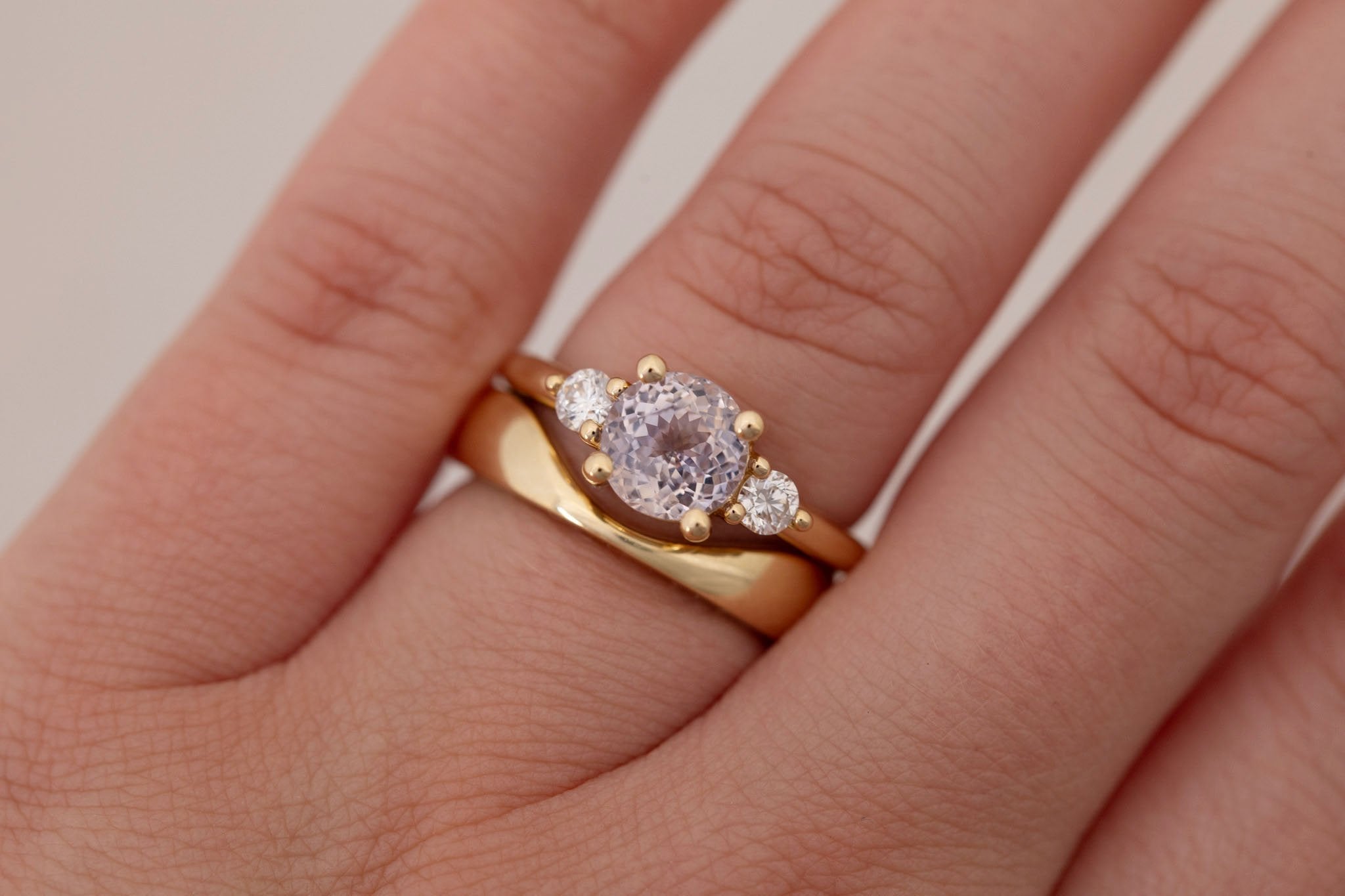 Maeve Ring | Icy Lavender Sapphire + Round Diamond Accent Engagement Ring 1.94 ct | 14k Recycled Gold | One of a Kind