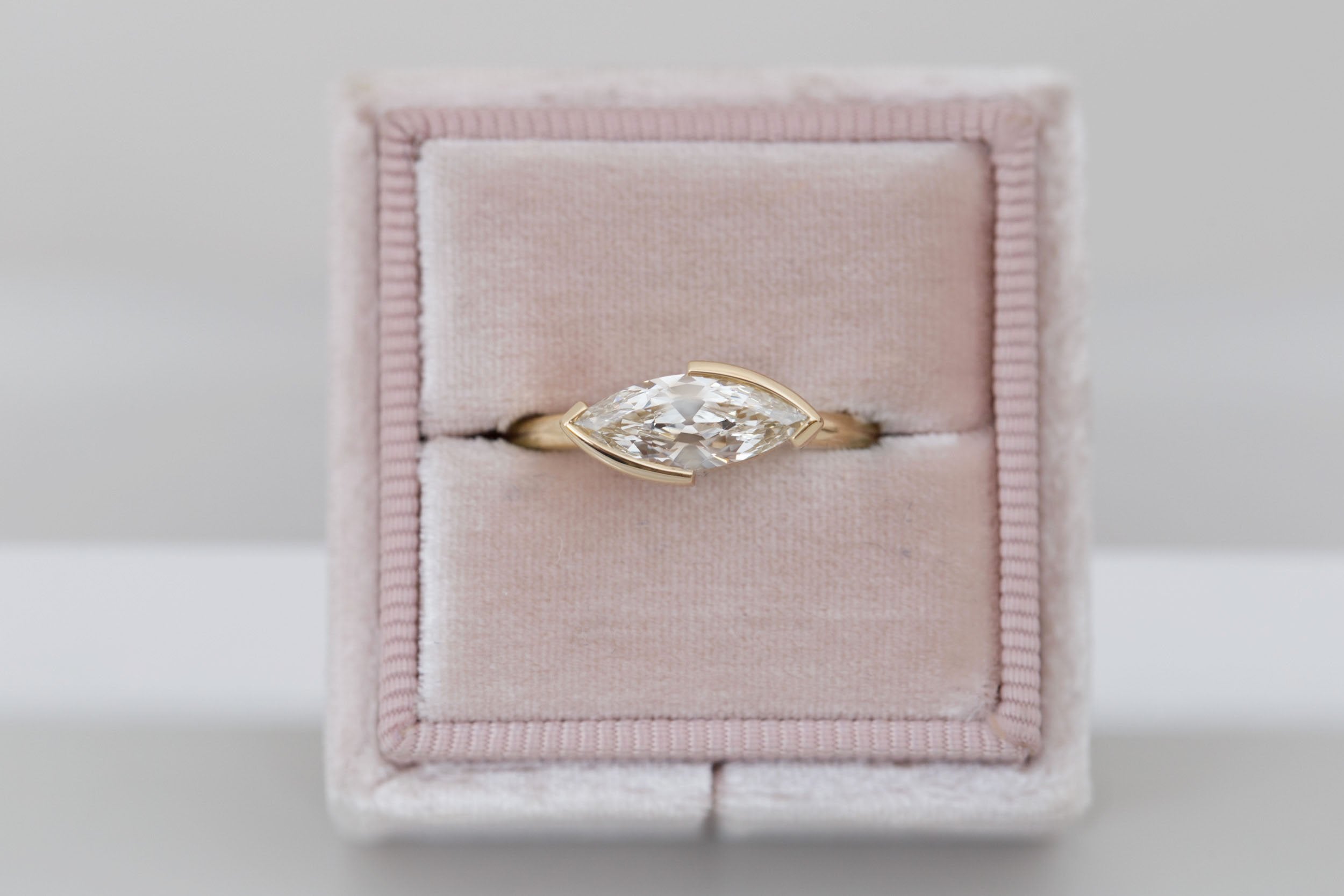 Varda Ring | East-West Marquise Diamond Engagement Ring 1.02 ct | 14k Recycled Gold | One of a Kind