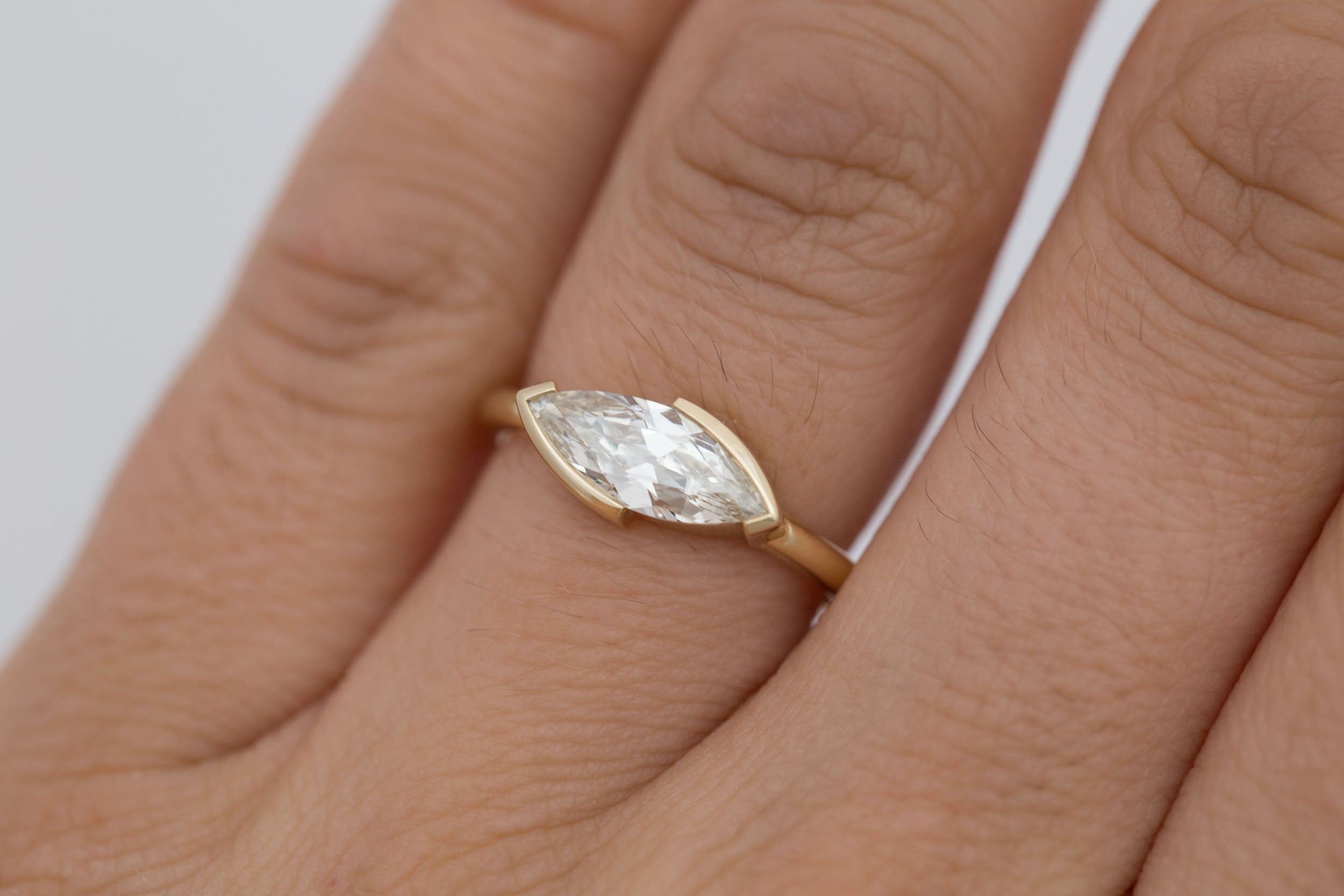 Varda Ring | East-West Marquise Diamond Engagement Ring 1.02 ct | 14k Recycled Gold | One of a Kind