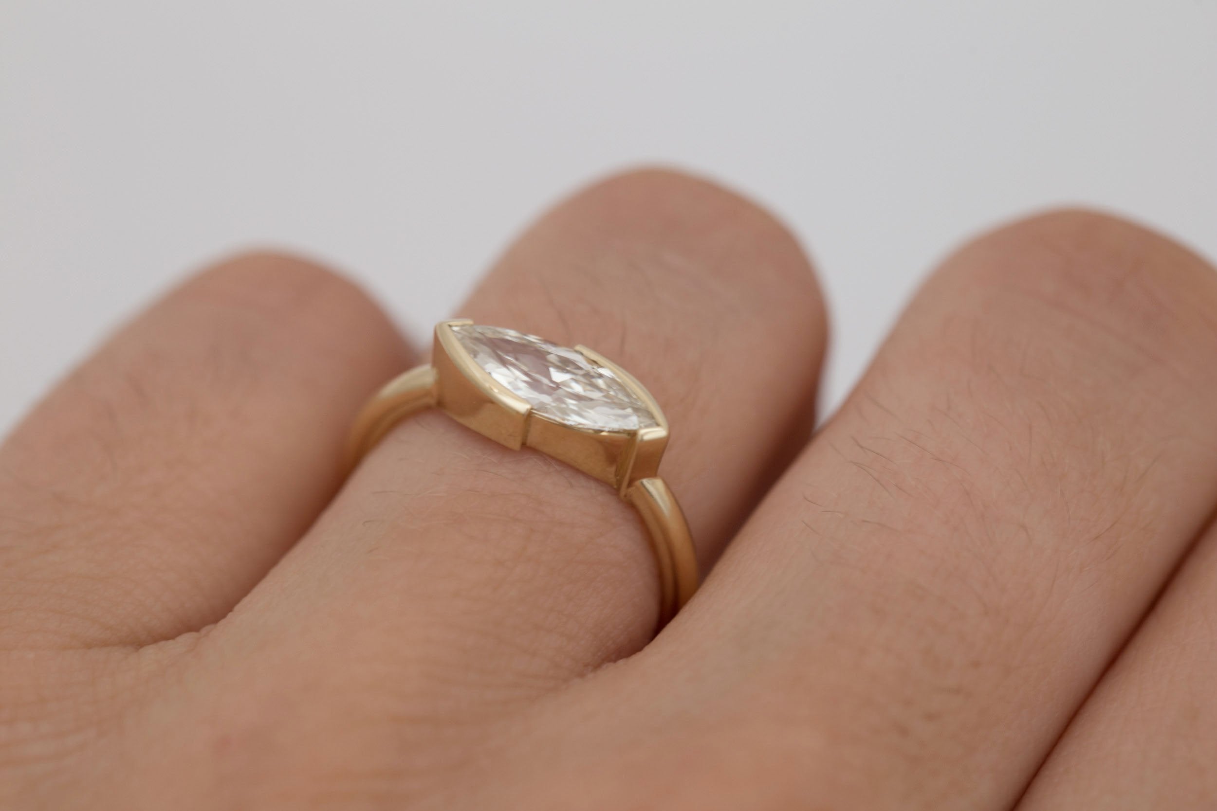 Varda Ring | East-West Marquise Diamond Engagement Ring 1.02 ct | 14k Recycled Gold | One of a Kind