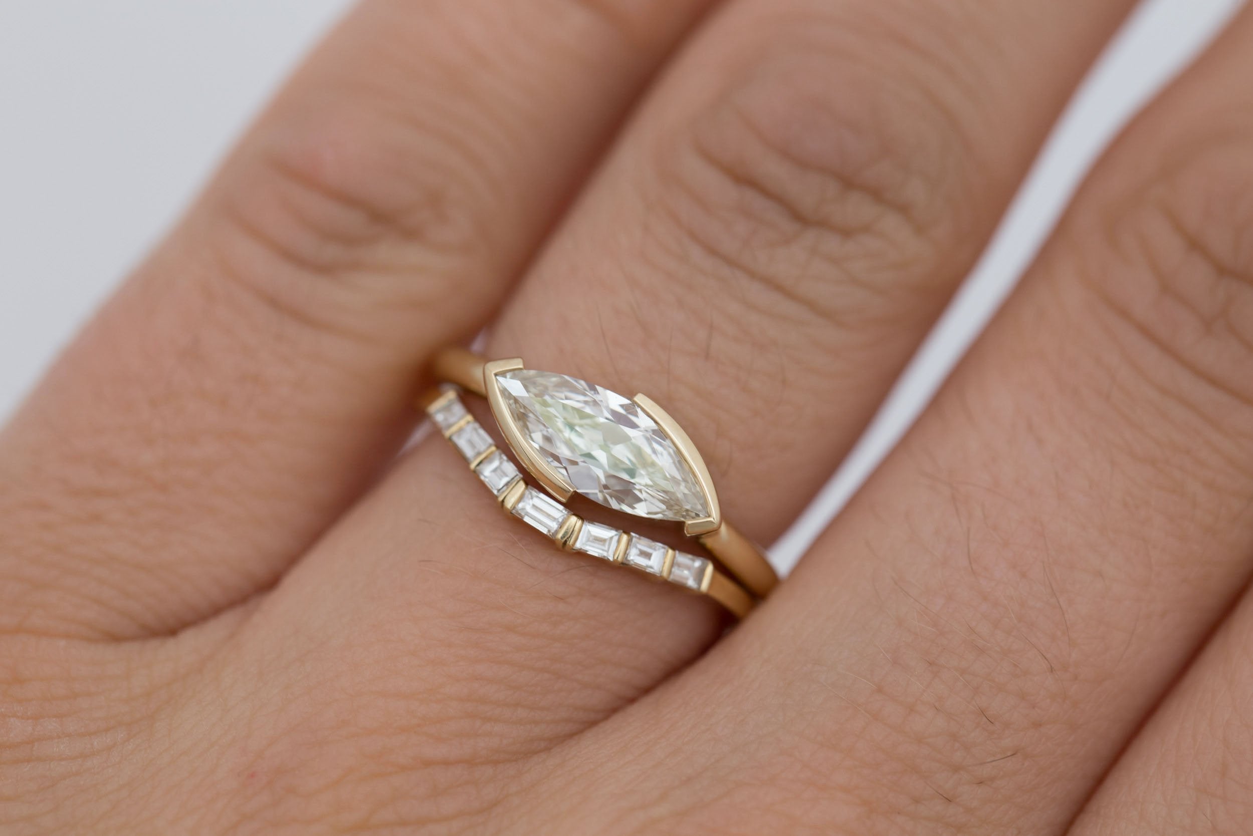 Varda Ring | East-West Marquise Diamond Engagement Ring 1.02 ct | 14k Recycled Gold | One of a Kind