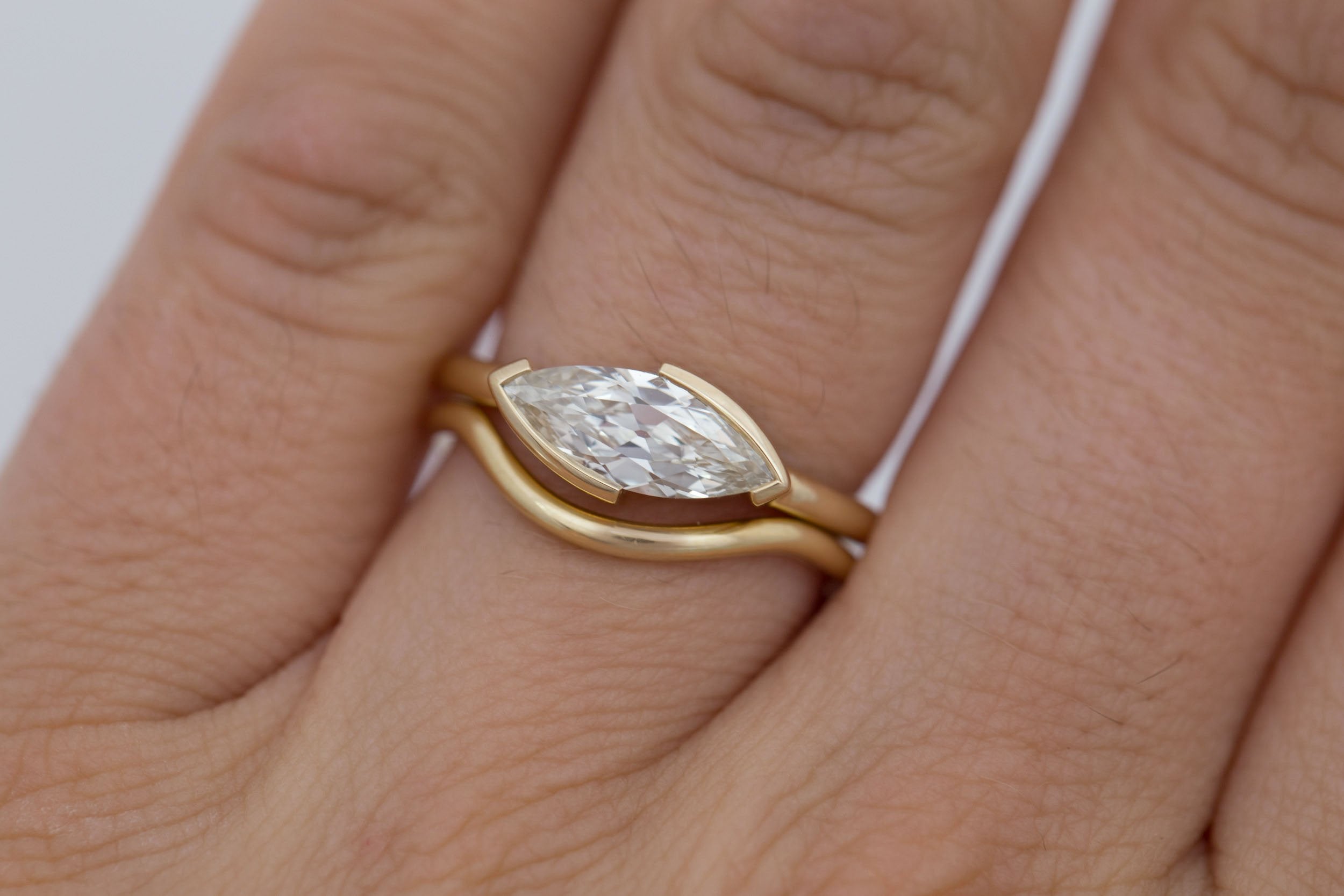 Varda Ring | East-West Marquise Diamond Engagement Ring 1.02 ct | 14k Recycled Gold | One of a Kind