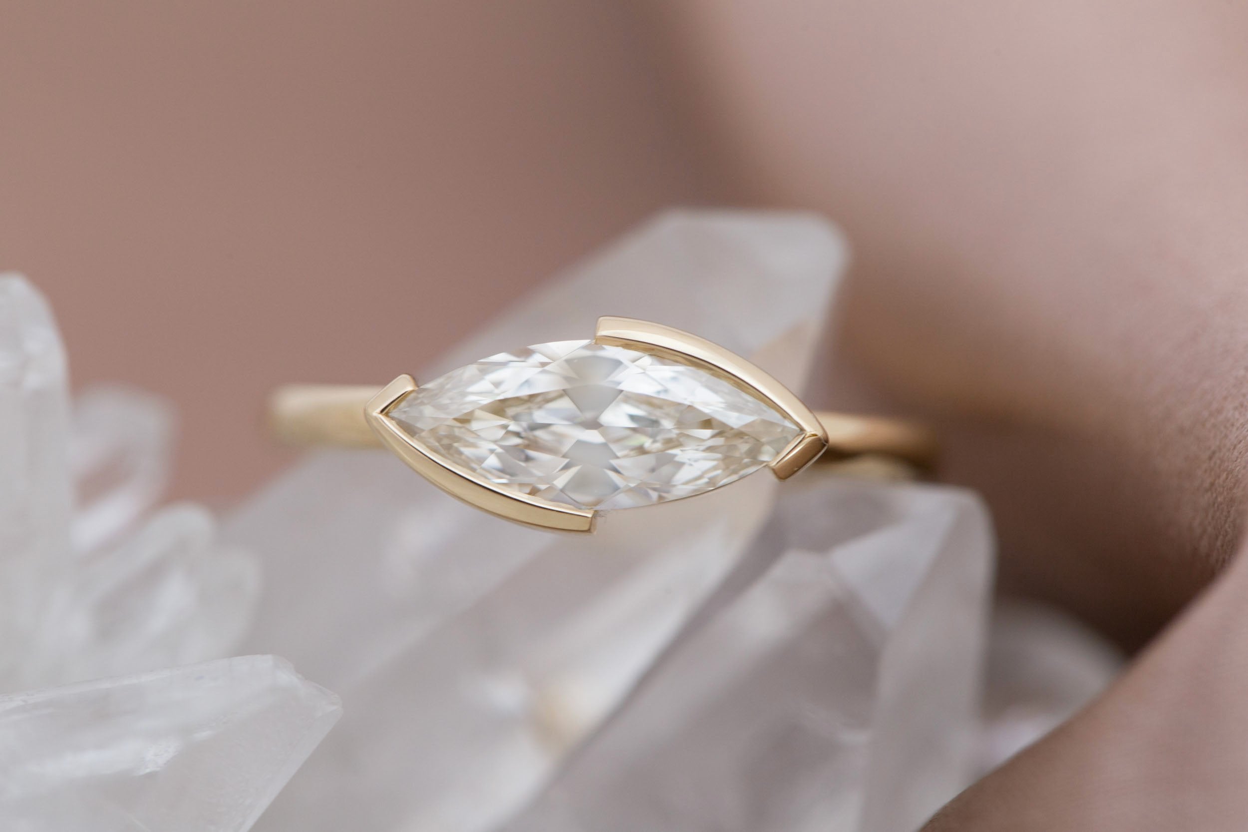 Varda Ring | East-West Marquise Diamond Engagement Ring 1.02 ct | 14k Recycled Gold | One of a Kind