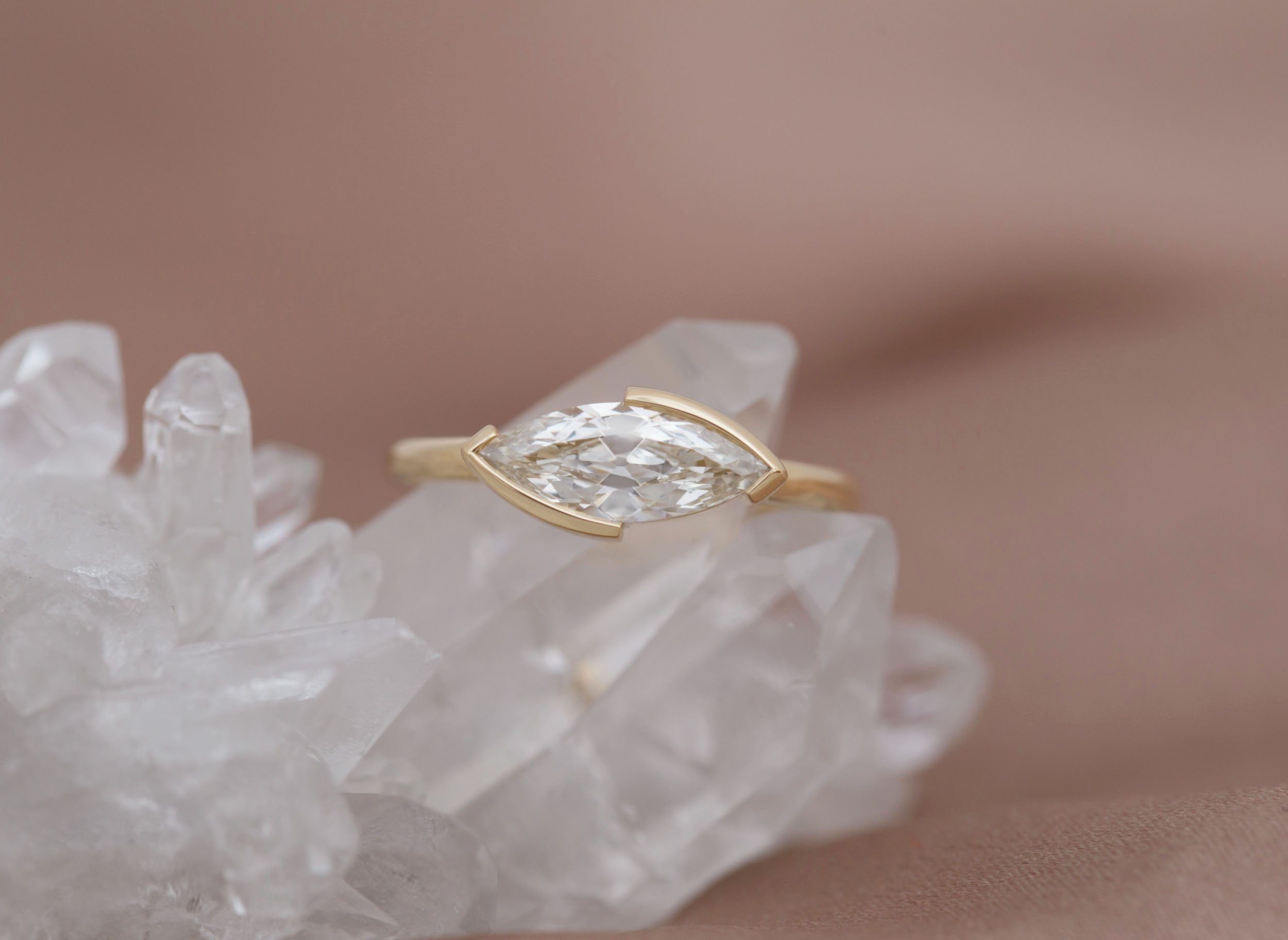 Varda Ring | East-West Marquise Diamond Engagement Ring 1.02 ct | 14k Recycled Gold | One of a Kind