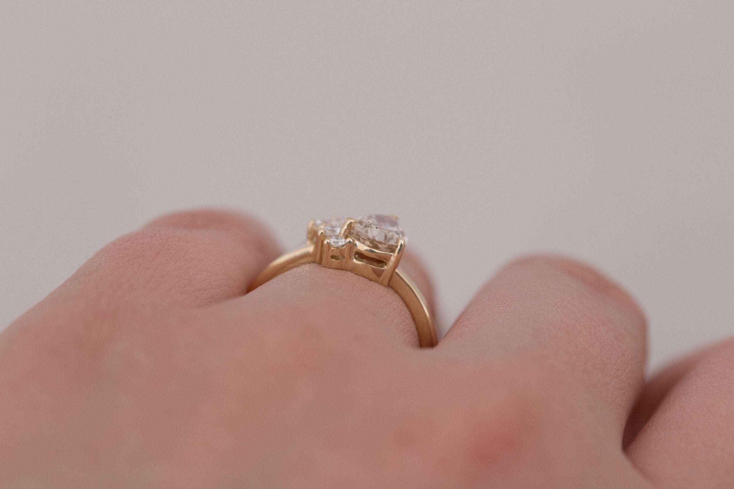 Dahlia Ring | Champagne Pear Cut Diamond + Diamond Cluster Engagement Ring 1.02 ct | 14k Recycled Gold | One of a Kind