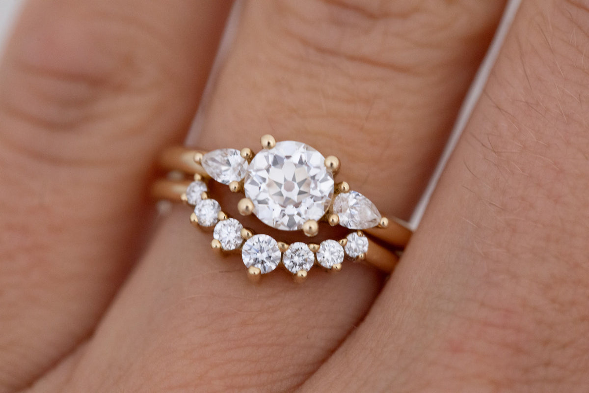 Iris Ring | Lab Diamond + Pear Diamond Accent Engagement Ring 1.05 ct | 14k Recycled Gold | One of a Kind