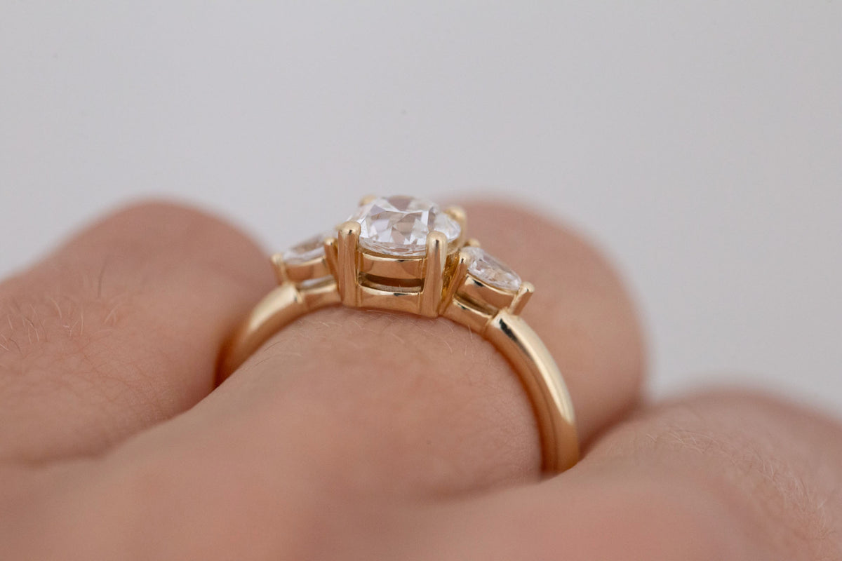 Iris Ring | Lab Diamond + Pear Diamond Accent Engagement Ring 1.05 ct | 14k Recycled Gold | One of a Kind