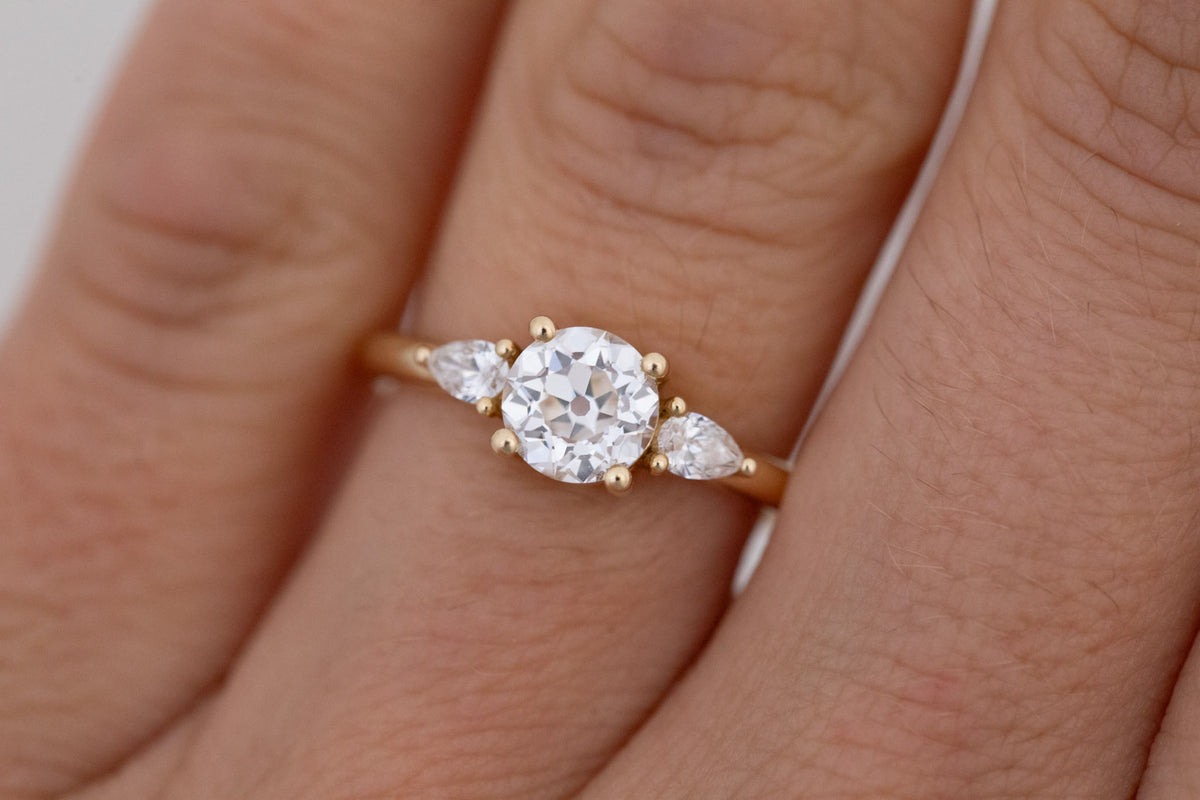 Iris Ring | Lab Diamond + Pear Diamond Accent Engagement Ring 1.05 ct | 14k Recycled Gold | One of a Kind
