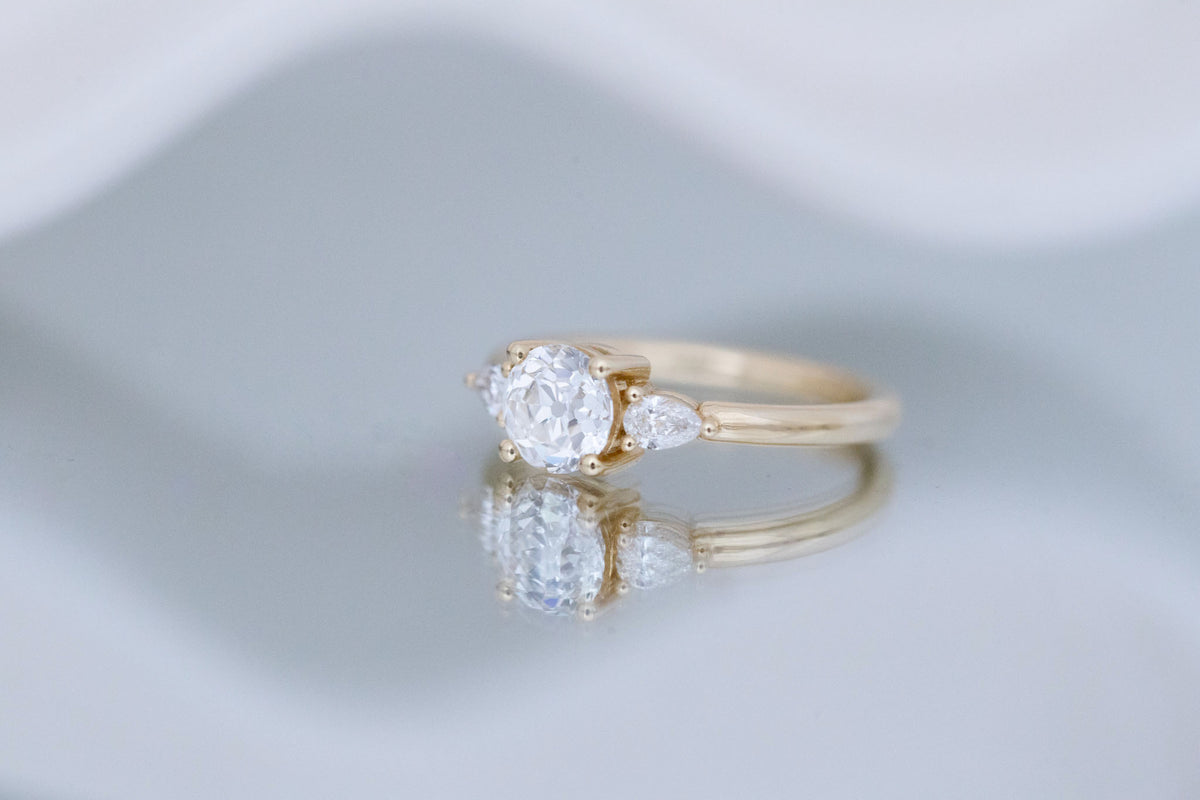 Iris Ring | Lab Diamond + Pear Diamond Accent Engagement Ring 1.05 ct | 14k Recycled Gold | One of a Kind