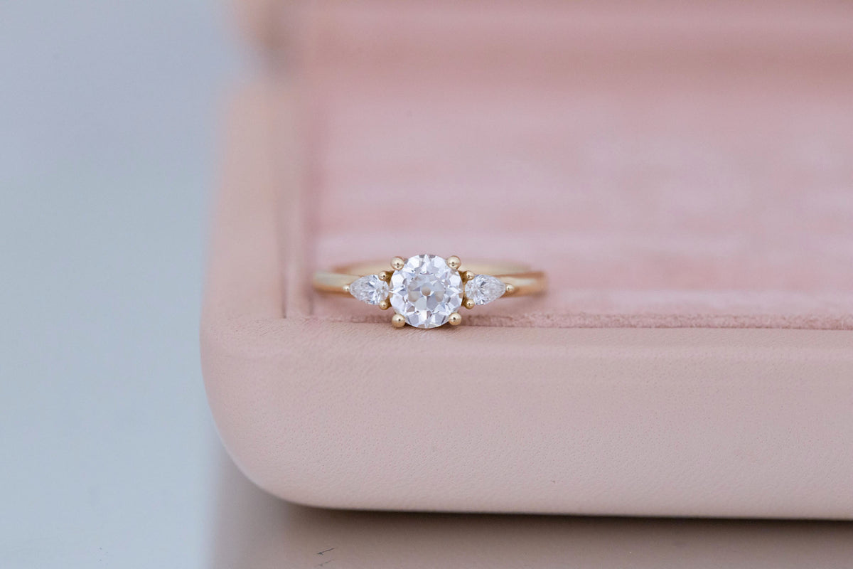 Iris Ring | Lab Diamond + Pear Diamond Accent Engagement Ring 1.05 ct | 14k Recycled Gold | One of a Kind