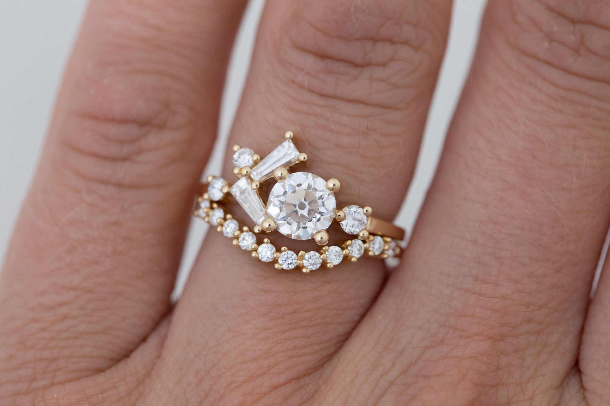 Rowan Ring | Lab Antique Diamond + Diamond Cluster Engagement Ring 1.05 ct | 14k Recycled Gold | One of a Kind