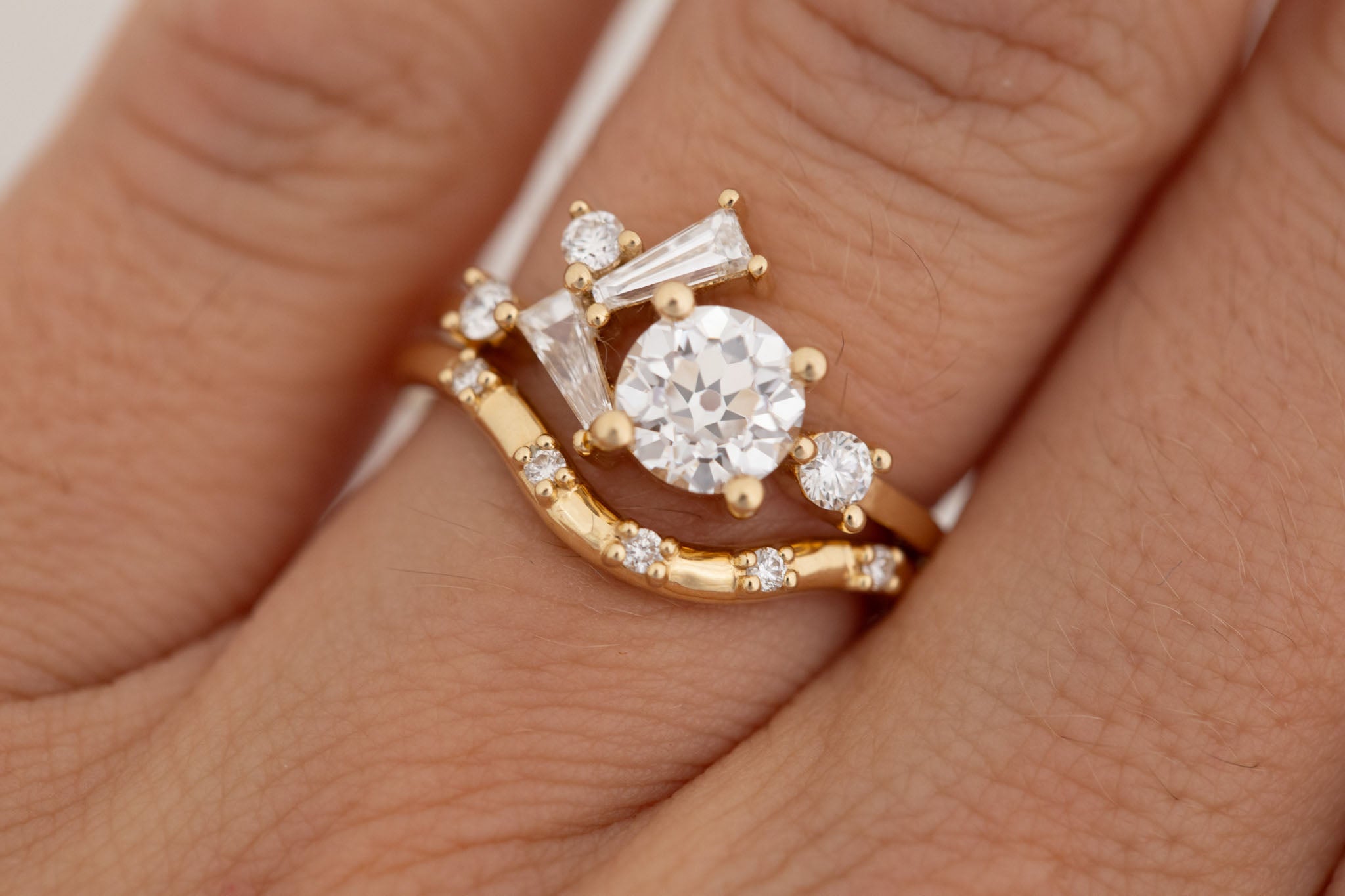 Rowan Ring | Lab Antique Diamond + Diamond Cluster Engagement Ring 1.09 ct | 14k Recycled Gold | One of a Kind