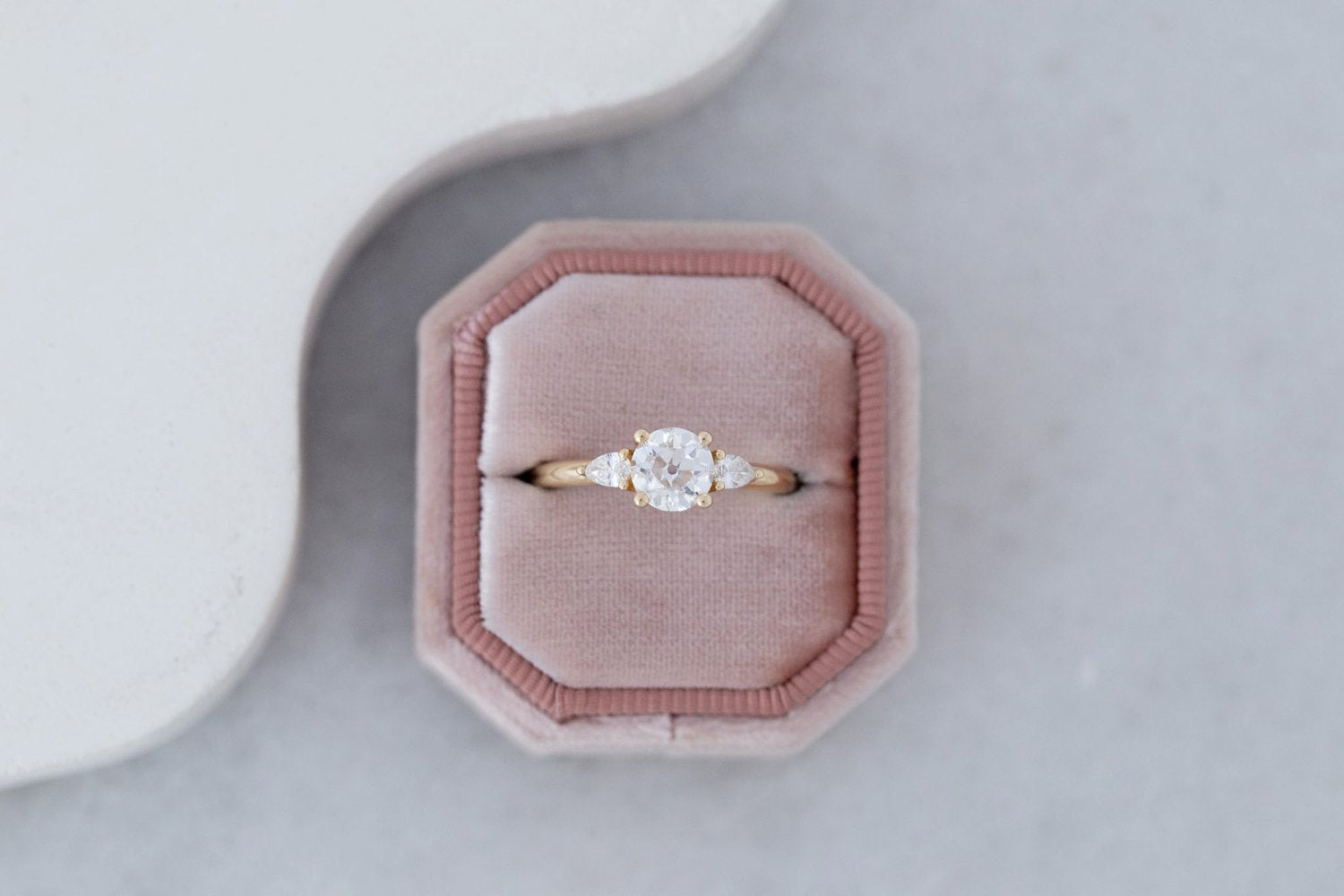 Iris Ring | Lab Diamond + Pear Diamond Accent Engagement Ring 1.09 ct | 14k Recycled Gold | One of a Kind