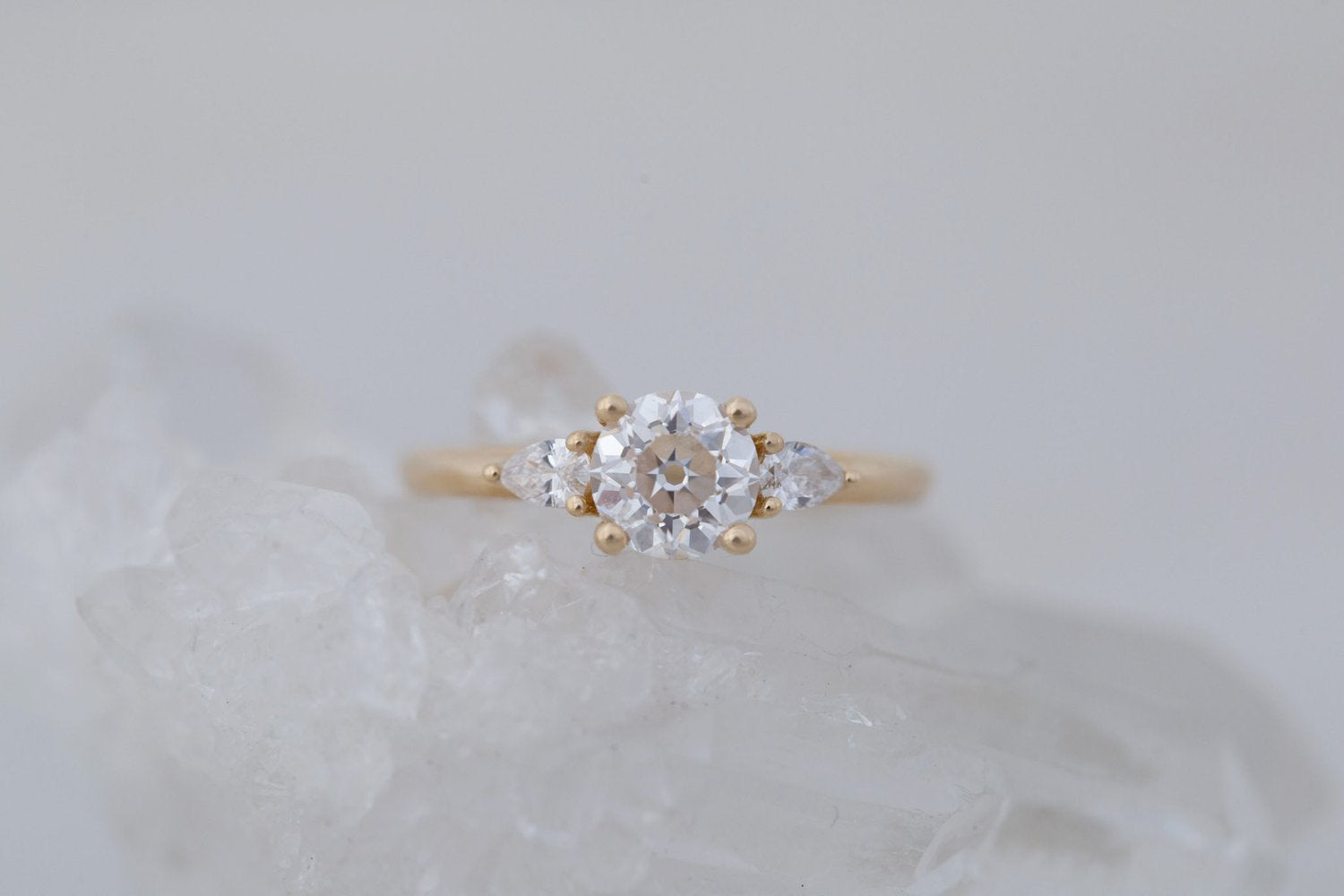 Iris Ring | Lab Diamond + Pear Diamond Accent Engagement Ring 1.09 ct | 14k Recycled Gold | One of a Kind