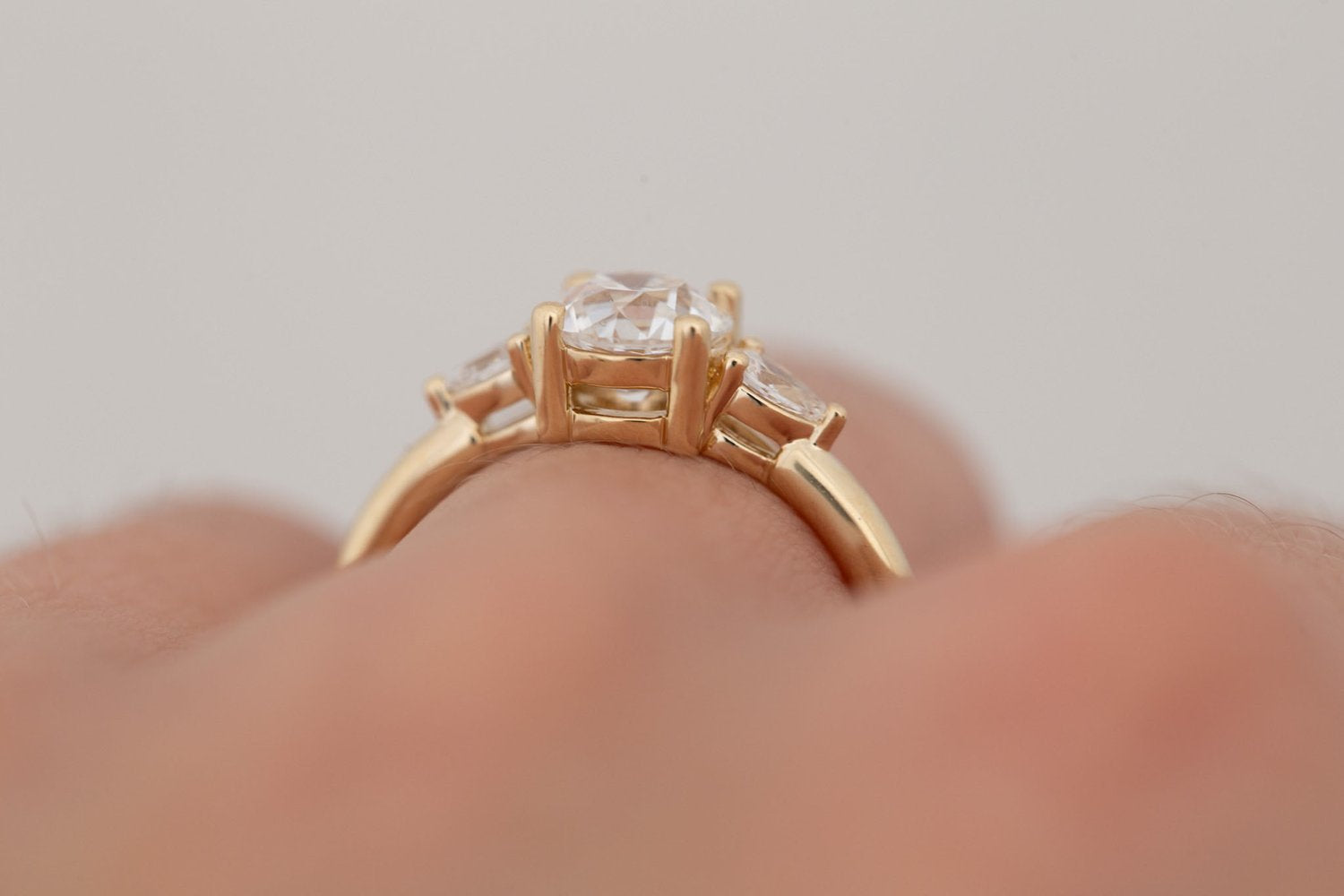 Iris Ring | Lab Diamond + Pear Diamond Accent Engagement Ring 1.09 ct | 14k Recycled Gold | One of a Kind