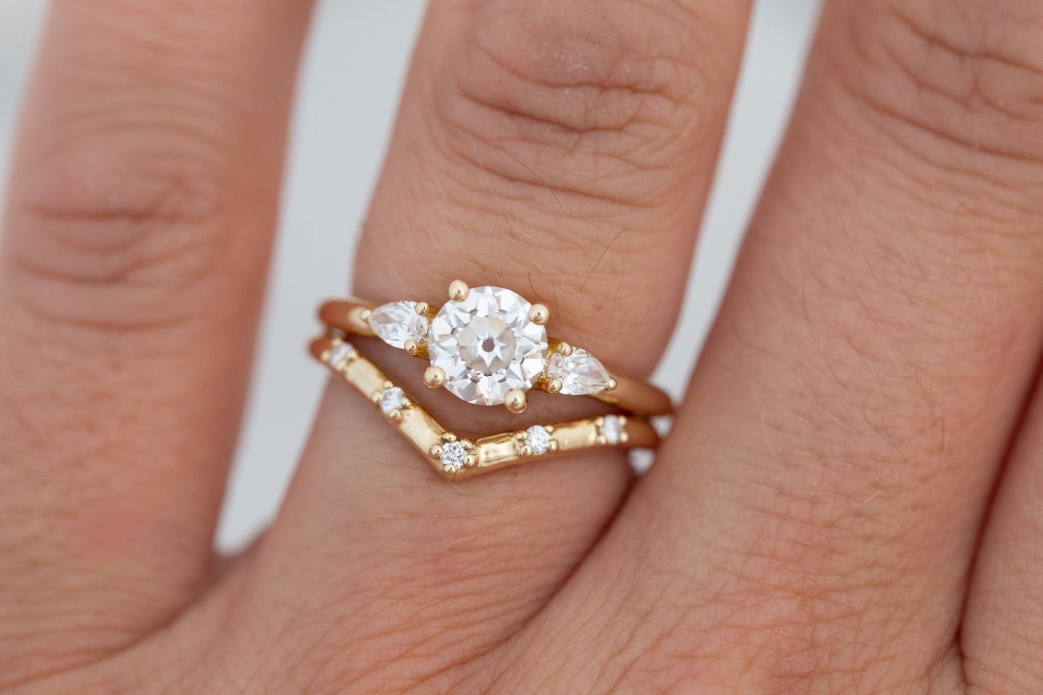 Iris Ring | Lab Diamond + Pear Diamond Accent Engagement Ring 1.09 ct | 14k Recycled Gold | One of a Kind