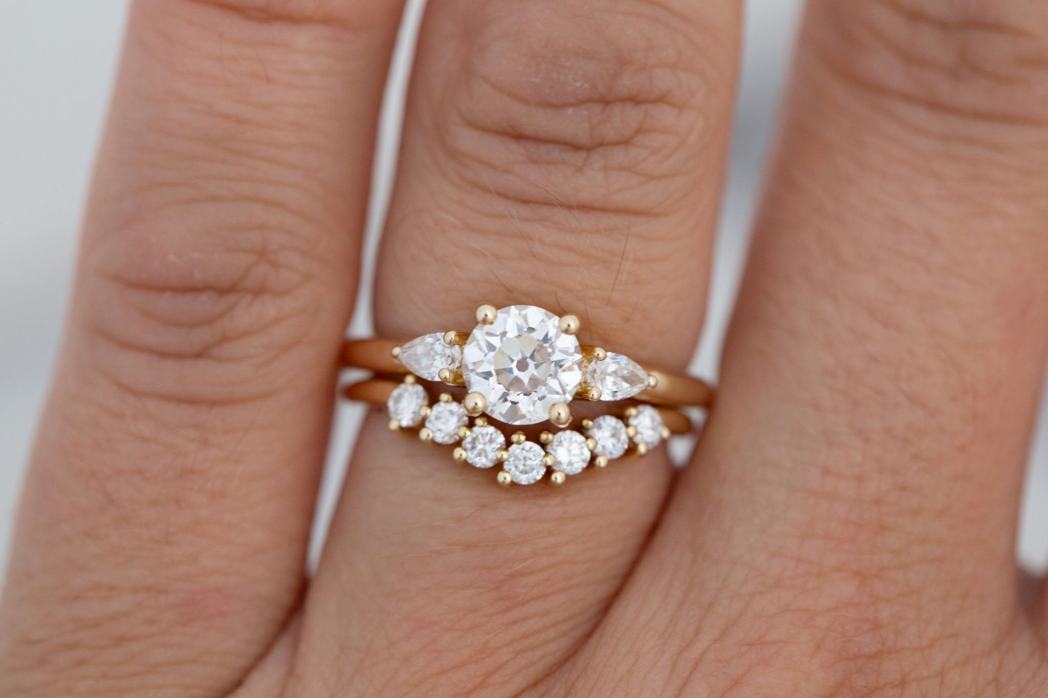 Iris Ring | Lab Diamond + Pear Diamond Accent Engagement Ring 1.09 ct | 14k Recycled Gold | One of a Kind