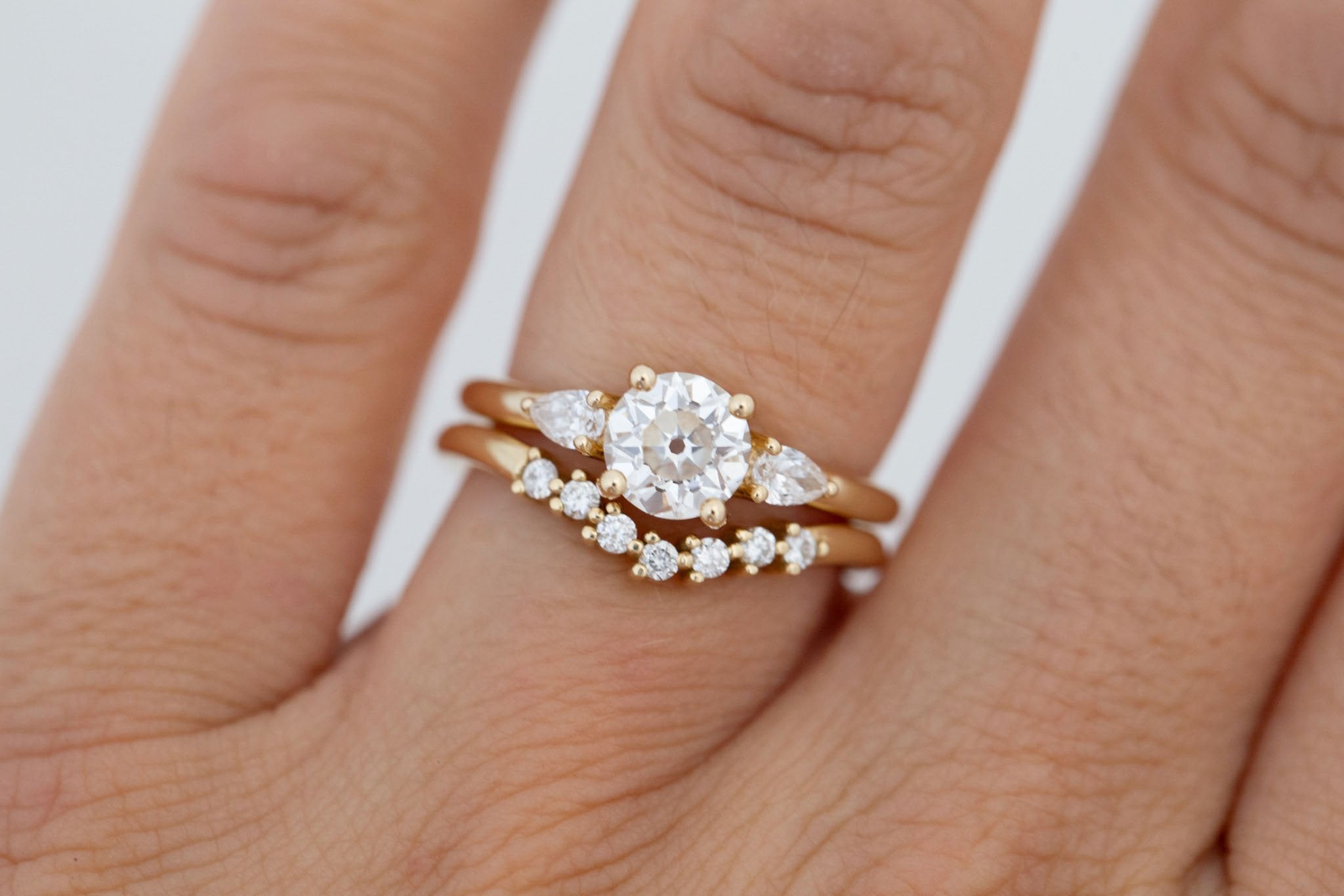 Iris Ring | Lab Diamond + Pear Diamond Accent Engagement Ring 1.09 ct | 14k Recycled Gold | One of a Kind