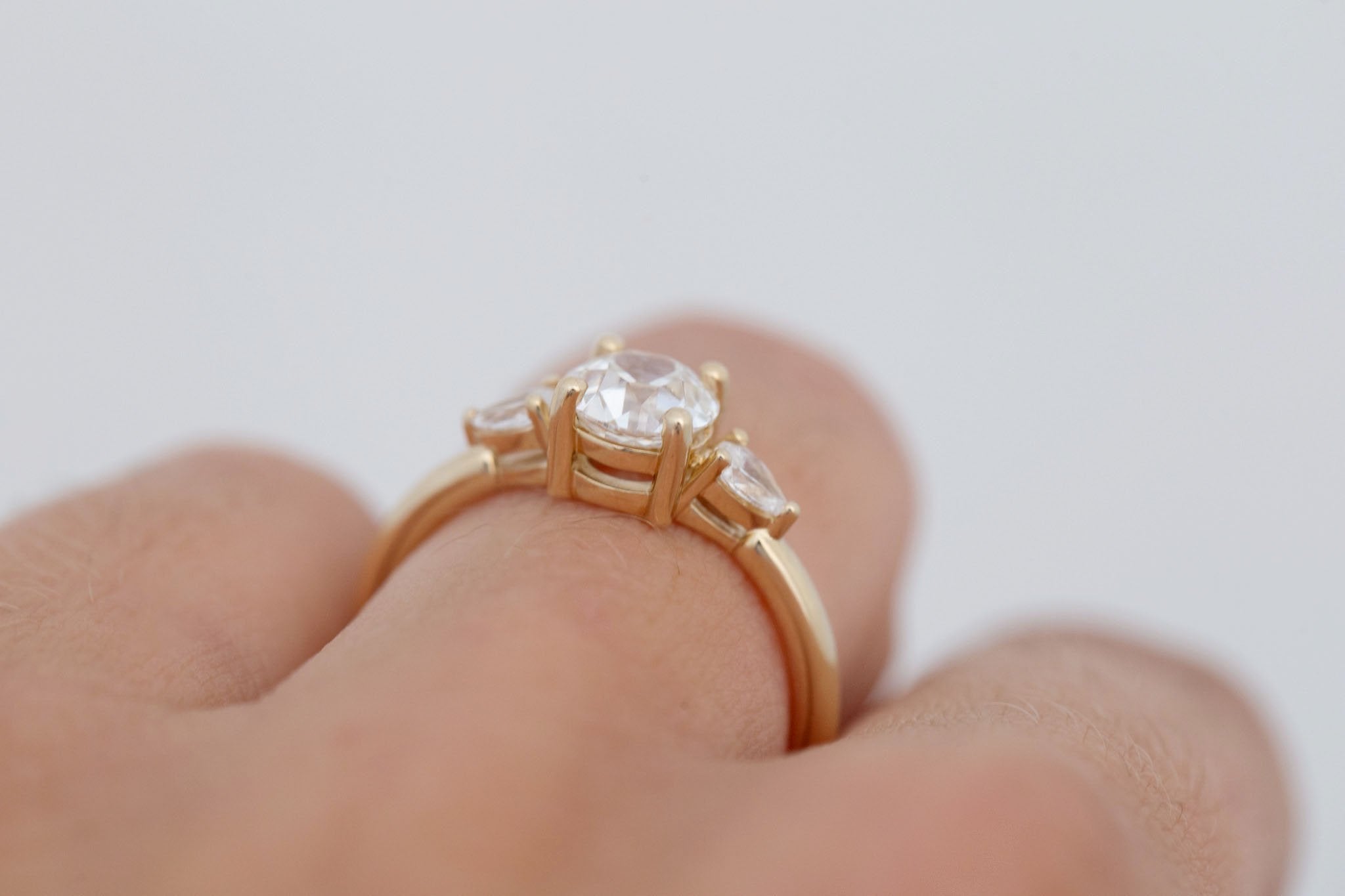 Iris Ring | Lab Diamond + Pear Diamond Accent Engagement Ring 1.09 ct | 14k Recycled Gold | One of a Kind