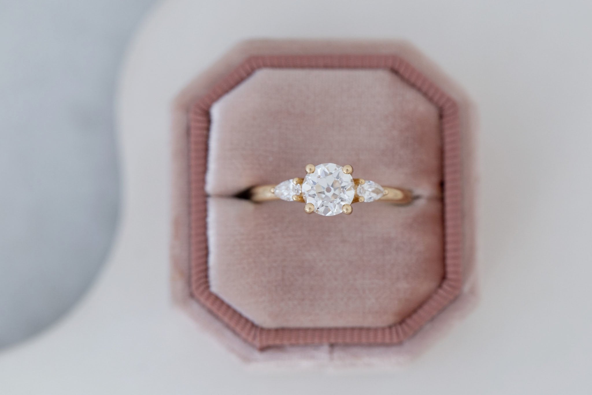 Iris Ring | Lab Diamond + Pear Diamond Accent Engagement Ring 1.09 ct | 14k Recycled Gold | One of a Kind
