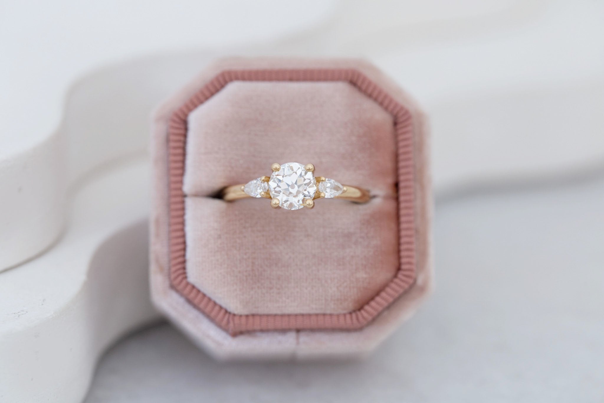 Iris Ring | Lab Diamond + Pear Diamond Accent Engagement Ring 1.09 ct | 14k Recycled Gold | One of a Kind