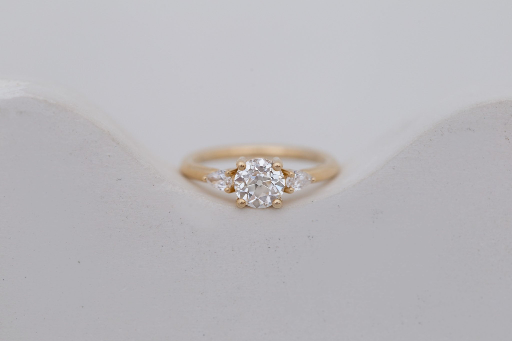 Iris Ring | Lab Diamond + Pear Diamond Accent Engagement Ring 1.09 ct | 14k Recycled Gold | One of a Kind