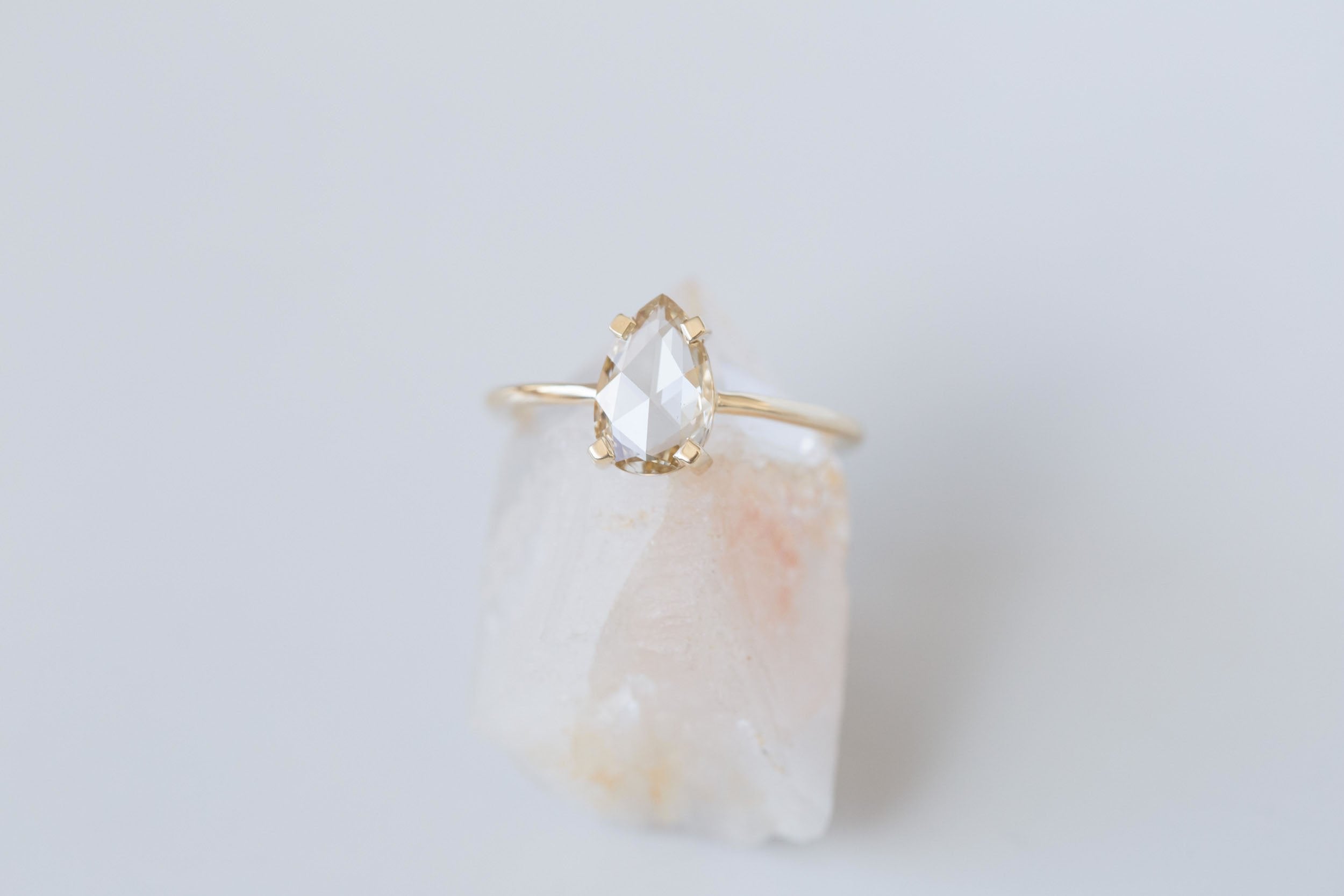 Farley Ring | Champagne Pear Rose Cut Diamond Solitaire Engagement Ring 1.09 ct | 14k Recycled Gold | One of a Kind