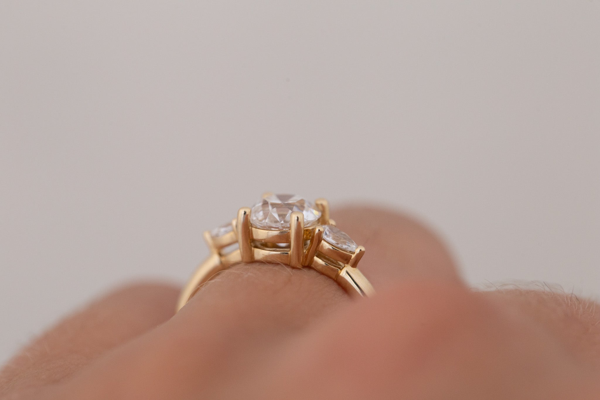 Iris Ring | Lab Diamond + Pear Diamond Accent Engagement Ring 1.08 ct | 14k Recycled Gold | One of a Kind