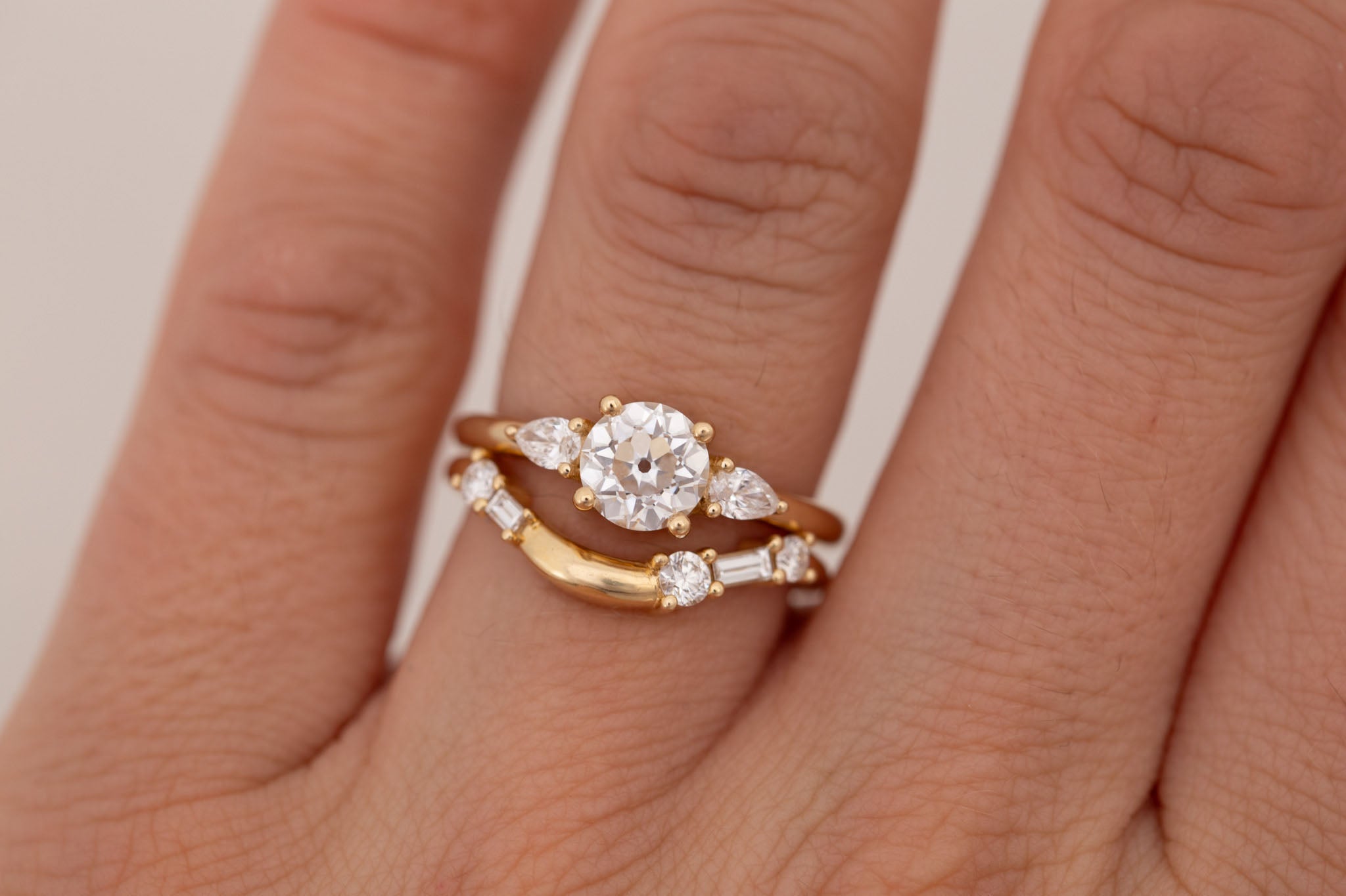 Iris Ring | Lab Diamond + Pear Diamond Accent Engagement Ring 1.09 ct | 14k Recycled Gold | One of a Kind