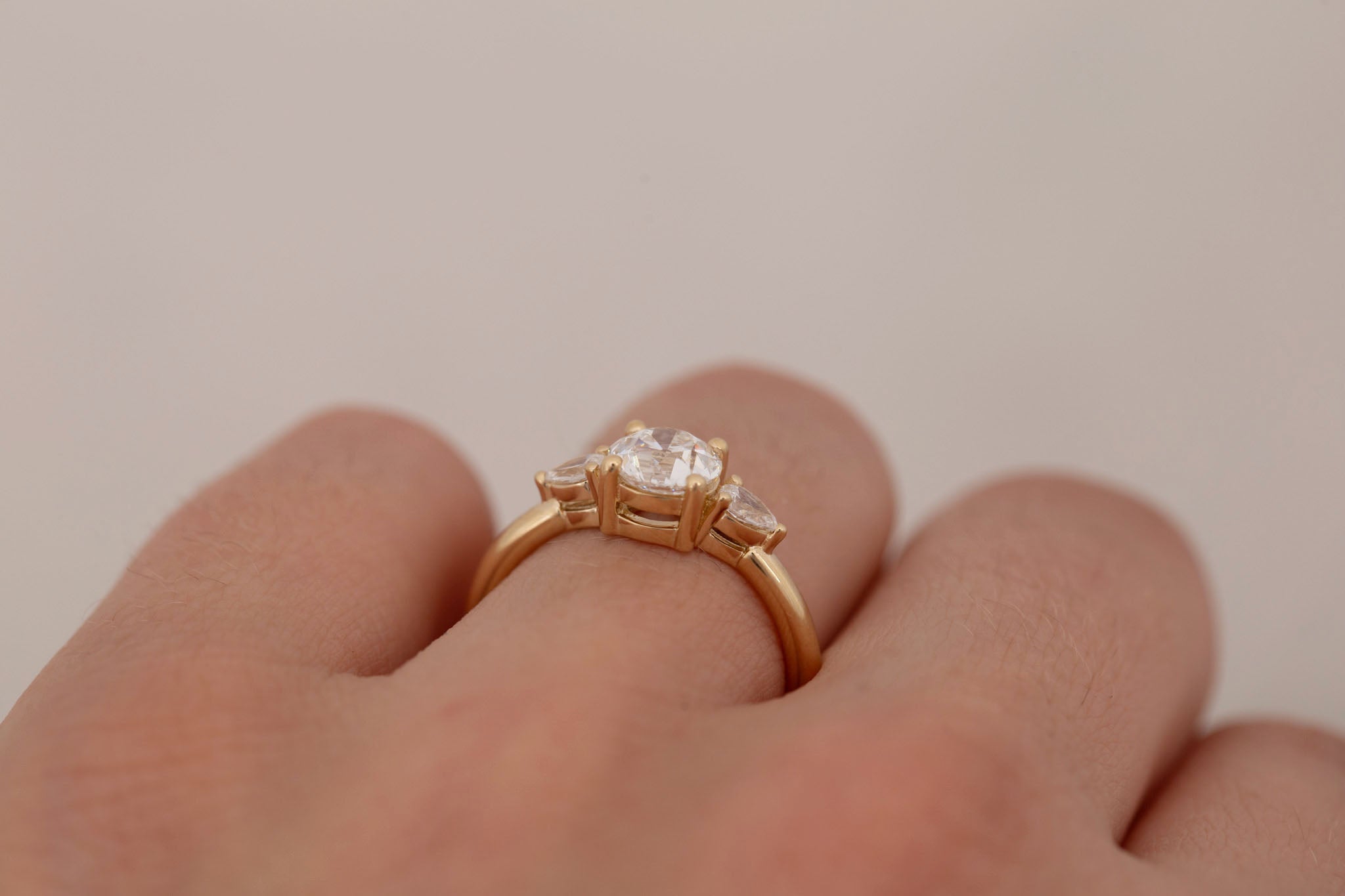 Iris Ring | Lab Diamond + Pear Diamond Accent Engagement Ring 1.09 ct | 14k Recycled Gold | One of a Kind