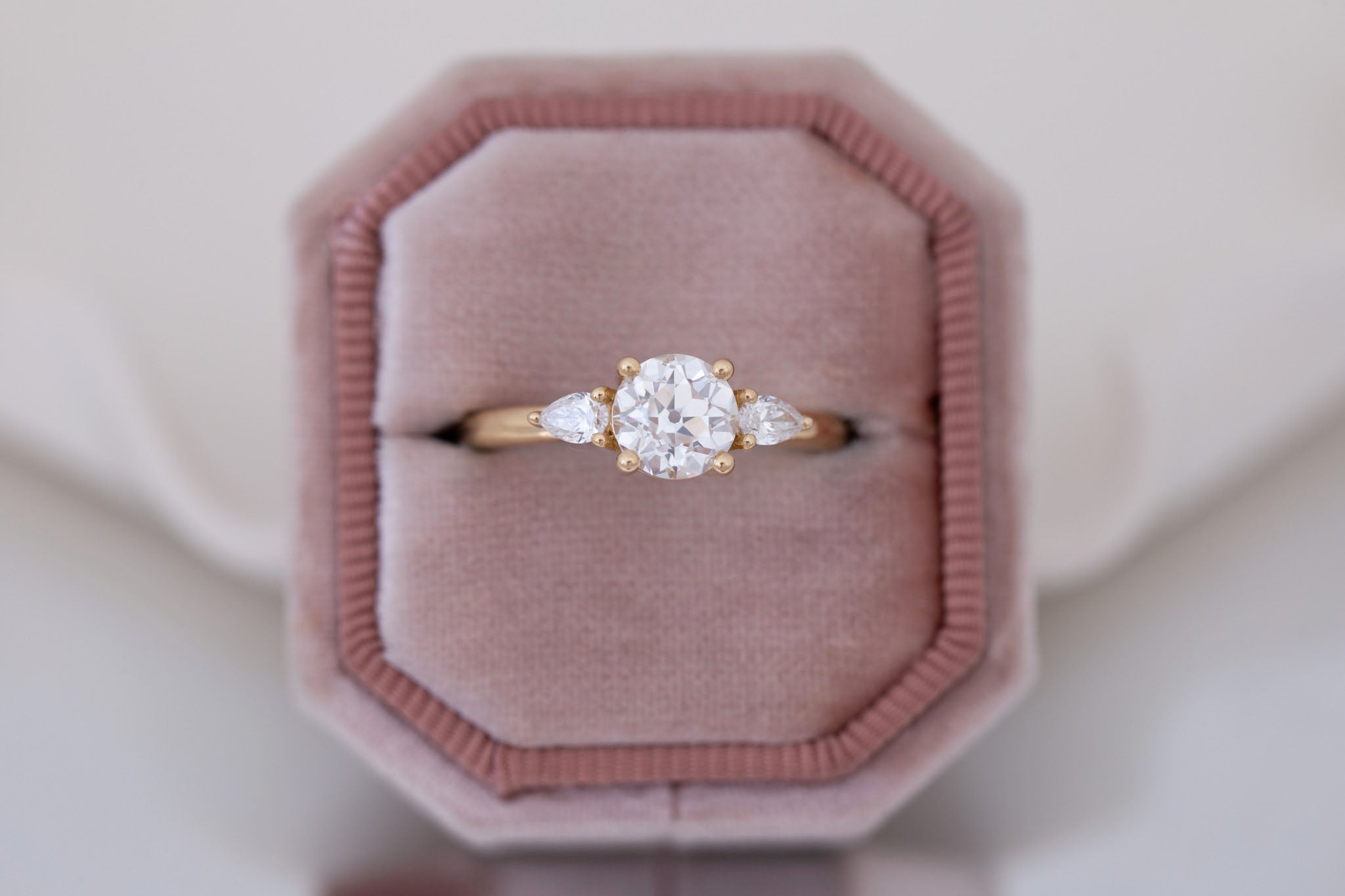 Iris Ring | Lab Diamond + Pear Diamond Accent Engagement Ring 1.09 ct | 14k Recycled Gold | One of a Kind