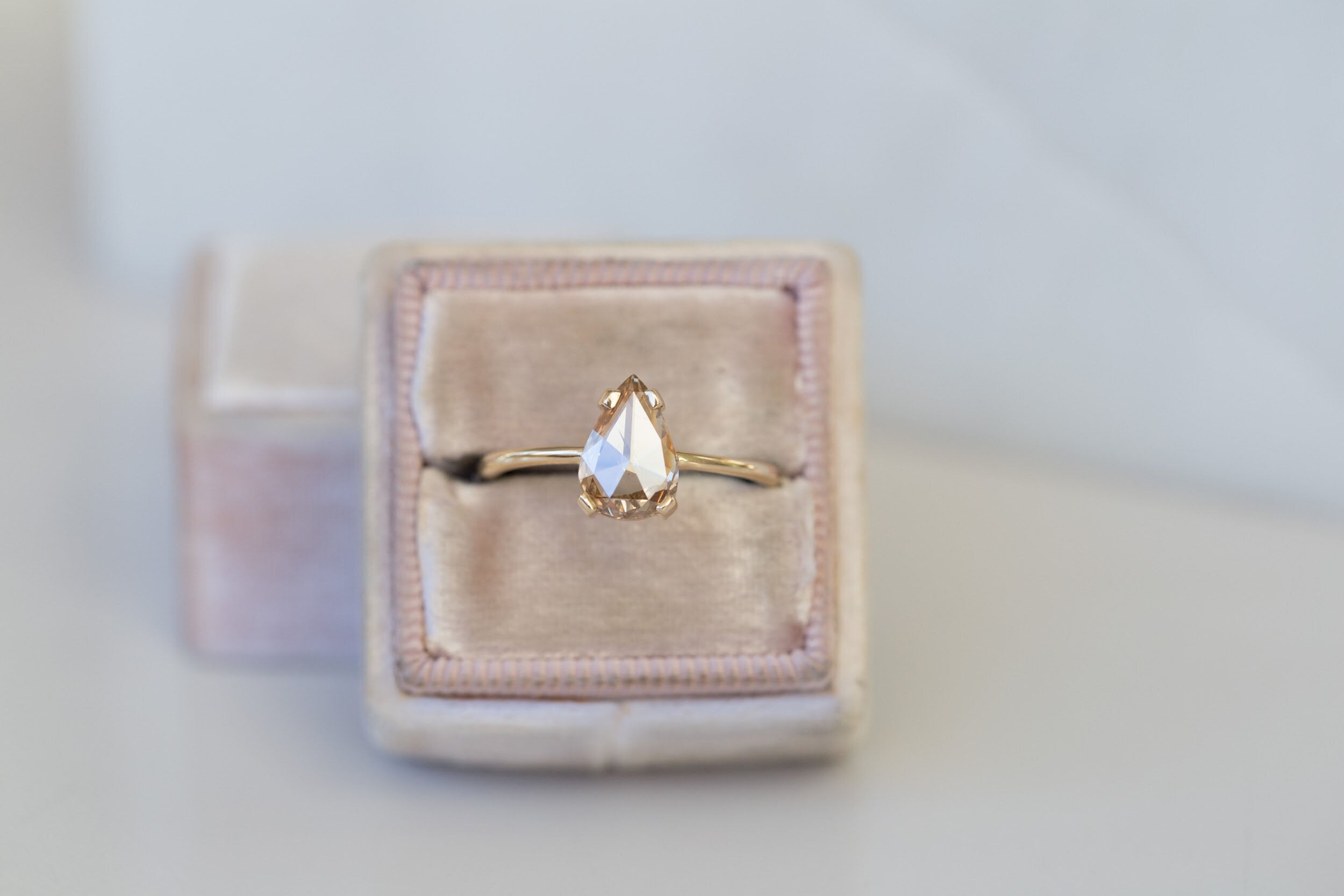 Farley Ring | Champagne Pear Rose Cut Diamond Solitaire Engagement Ring, 1.13 ct | 14k Recycled Gold | One of a Kind