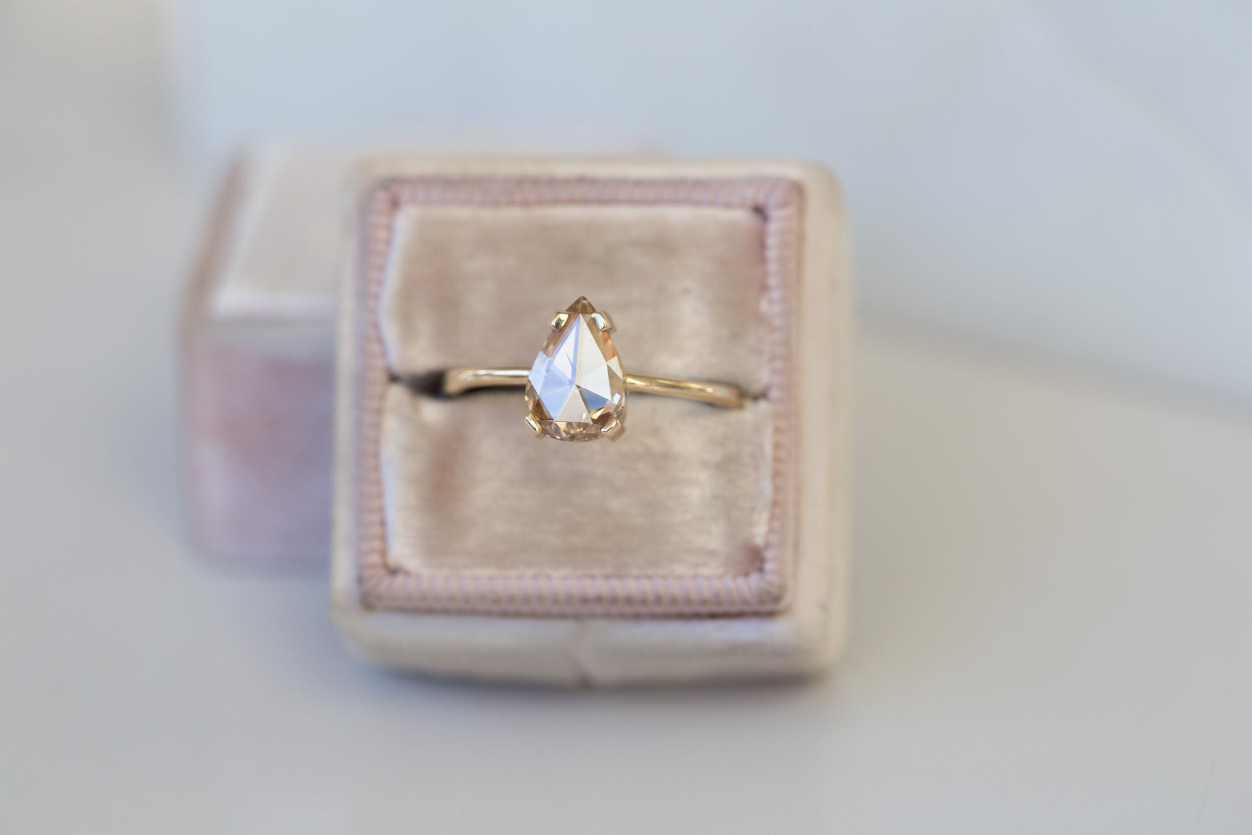 Farley Ring | Champagne Pear Rose Cut Diamond Solitaire Engagement Ring, 1.13 ct | 14k Recycled Gold | One of a Kind