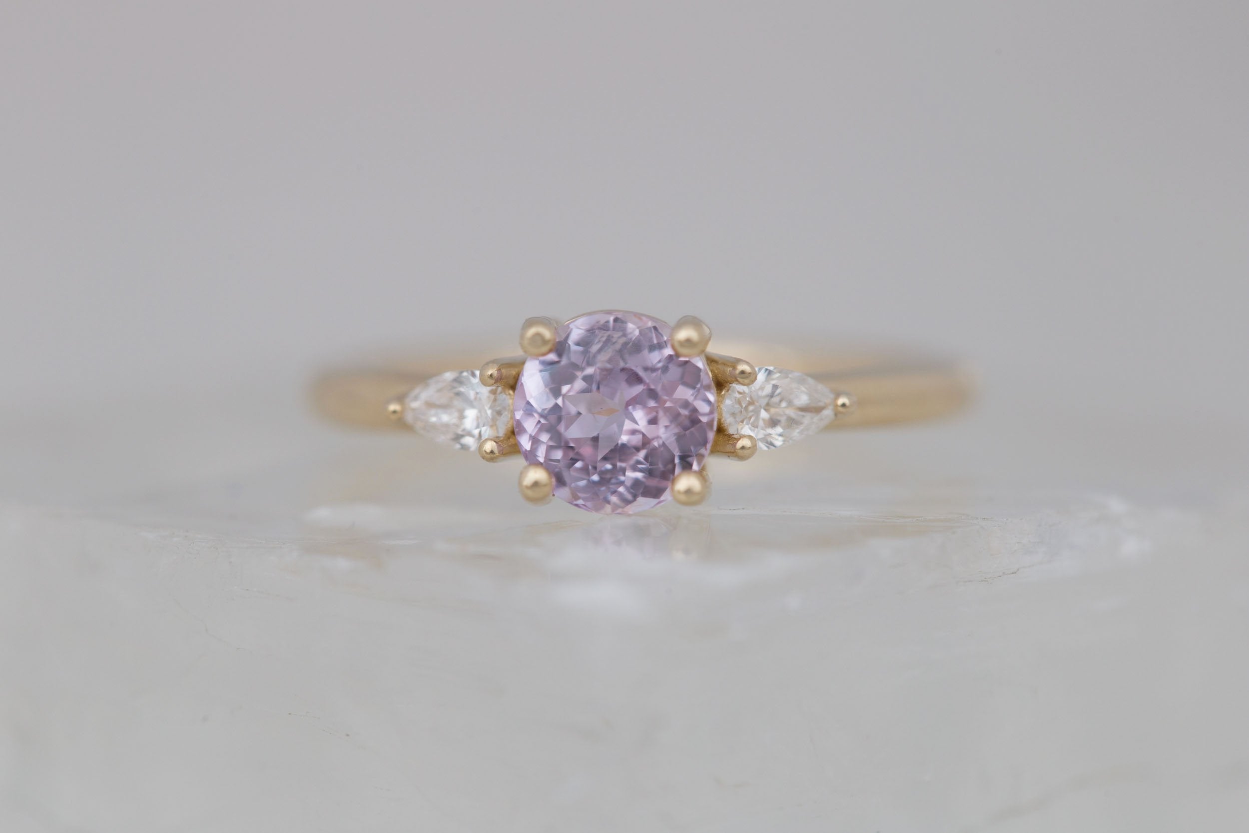 Iris Ring | Lavender Sapphire + Pear Diamond Accent Engagement Ring 1.15 ct | 14k Recycled Gold | One of a Kind