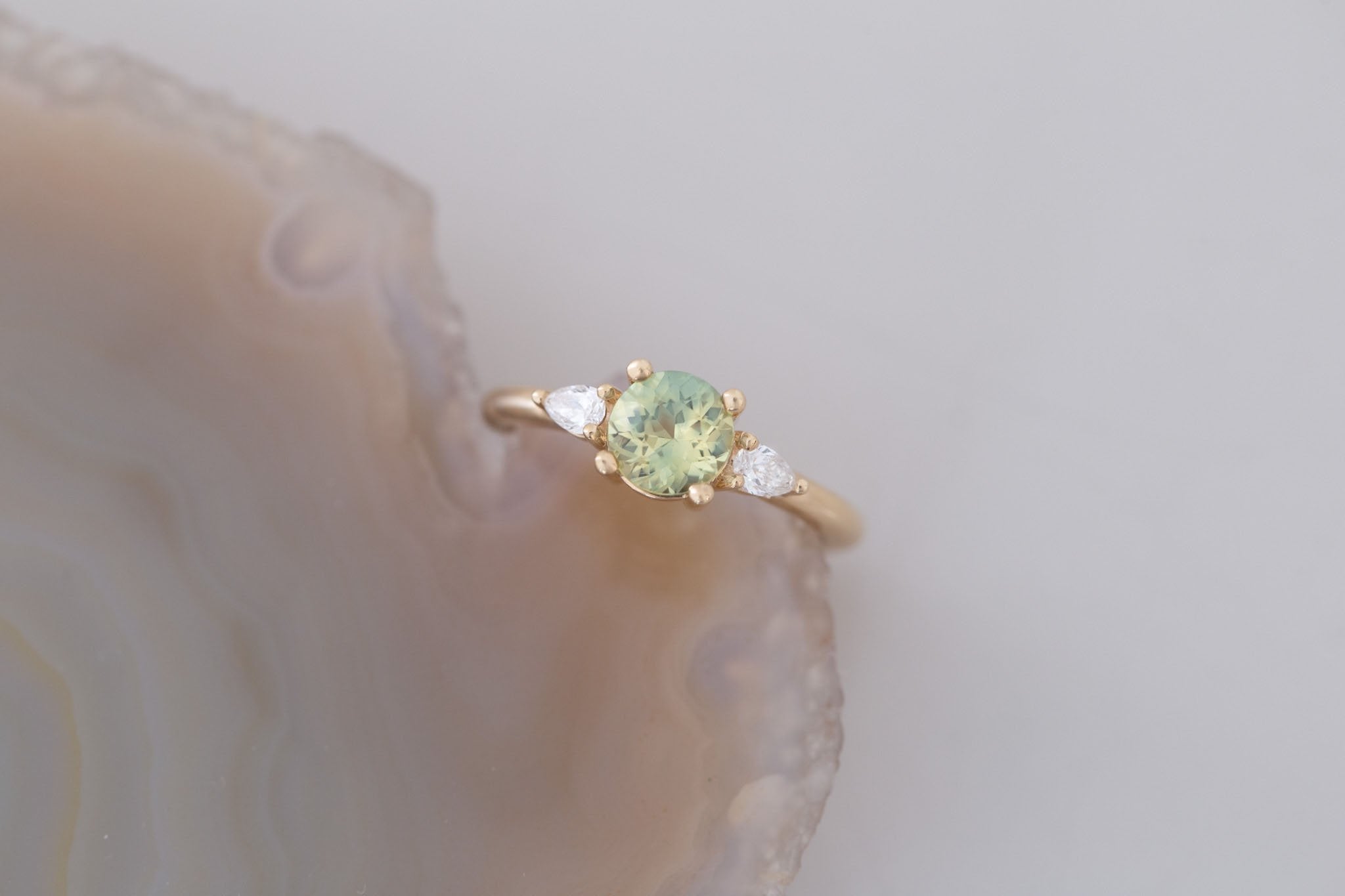 Iris Ring | Bicolor Sapphire + Pear Diamond Accent Engagement Ring 1.16 ct | 14k Recycled Gold | One of a Kind